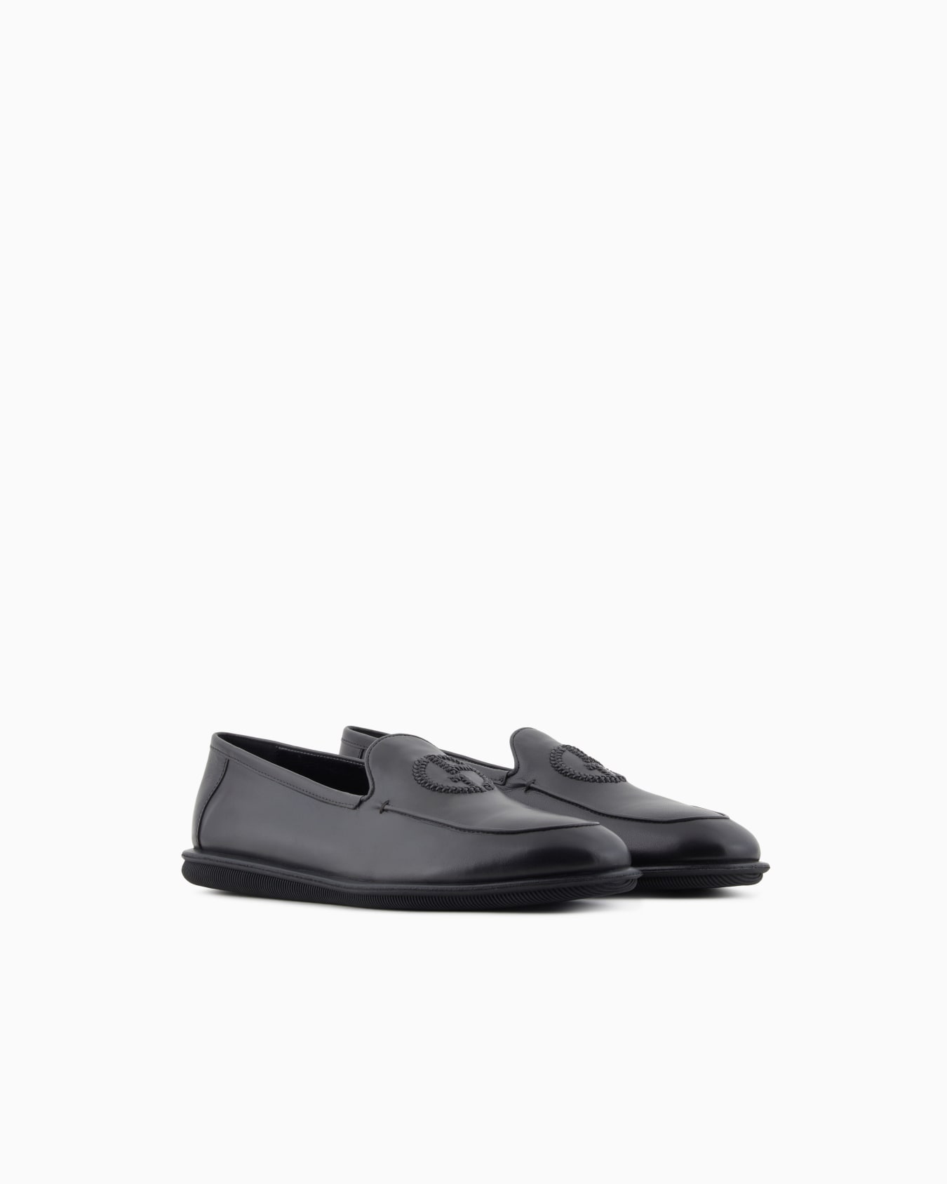 Mocassins en nappa vintage avec logo brodé Diapositive 1