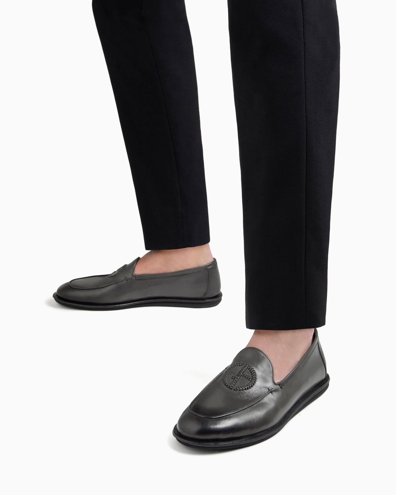 Mocassins en nappa vintage avec logo brodé Diapositive 6