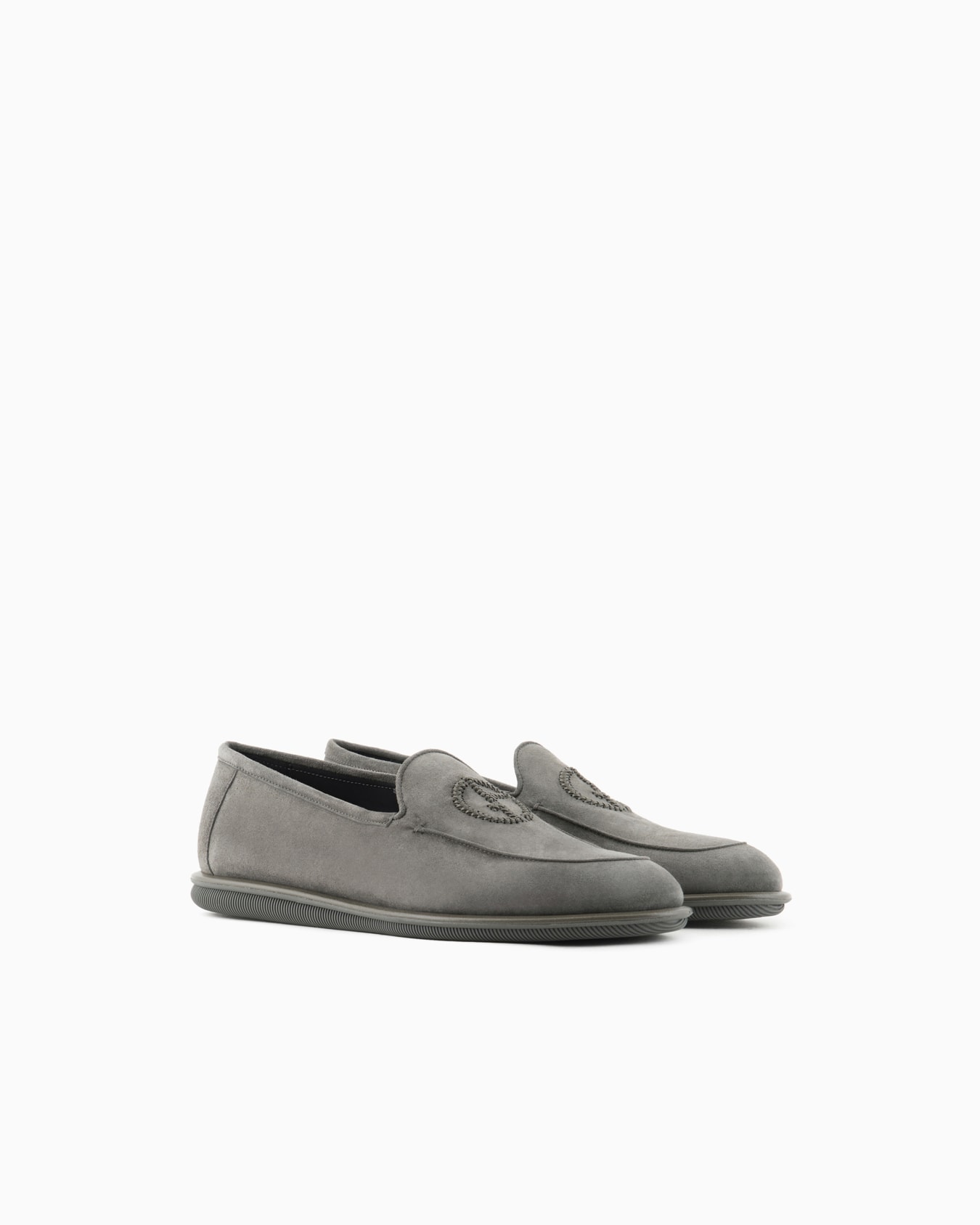 Suede loafers with embroidered logo Slide 1