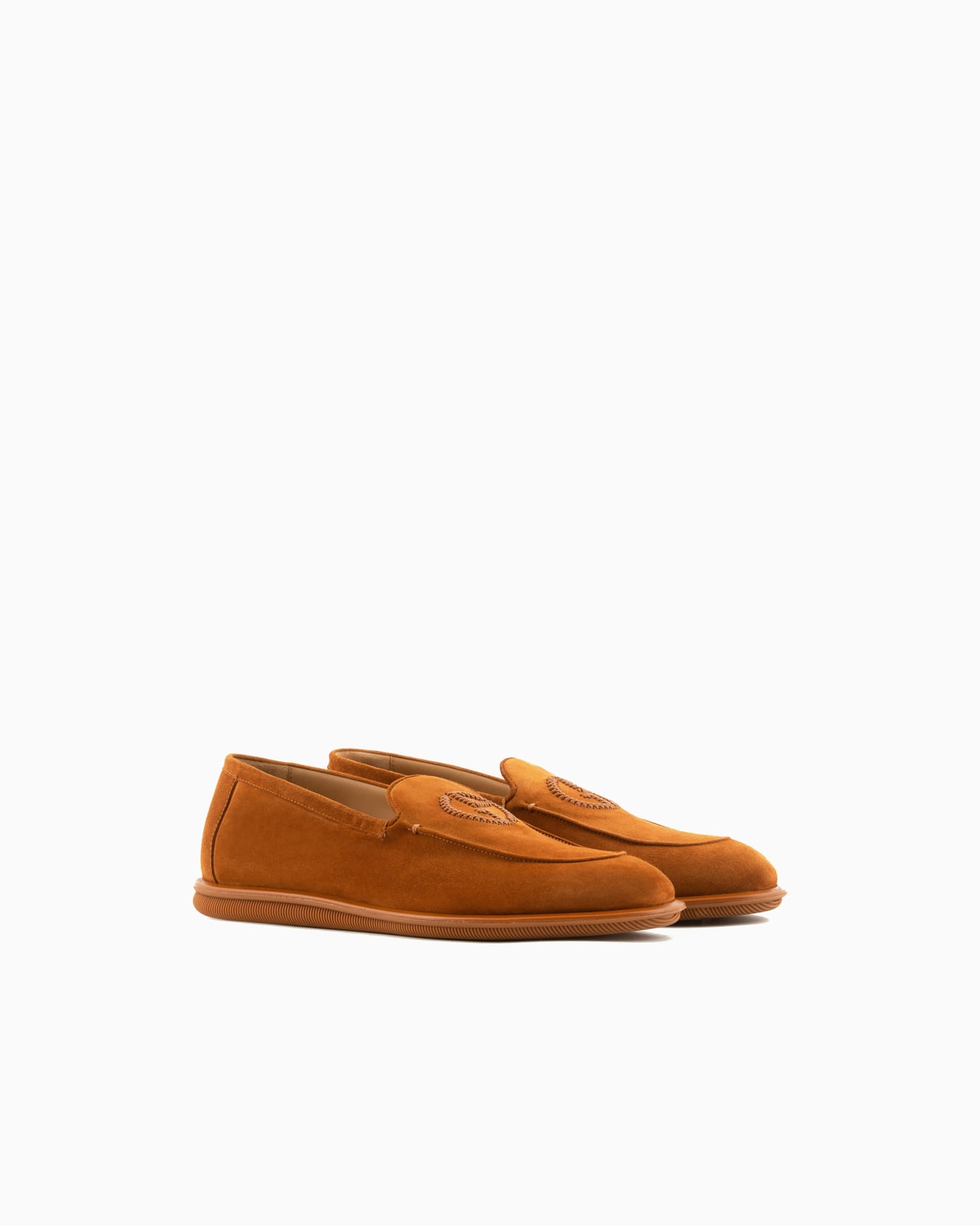 Suede loafers with embroidered logo Slide 1