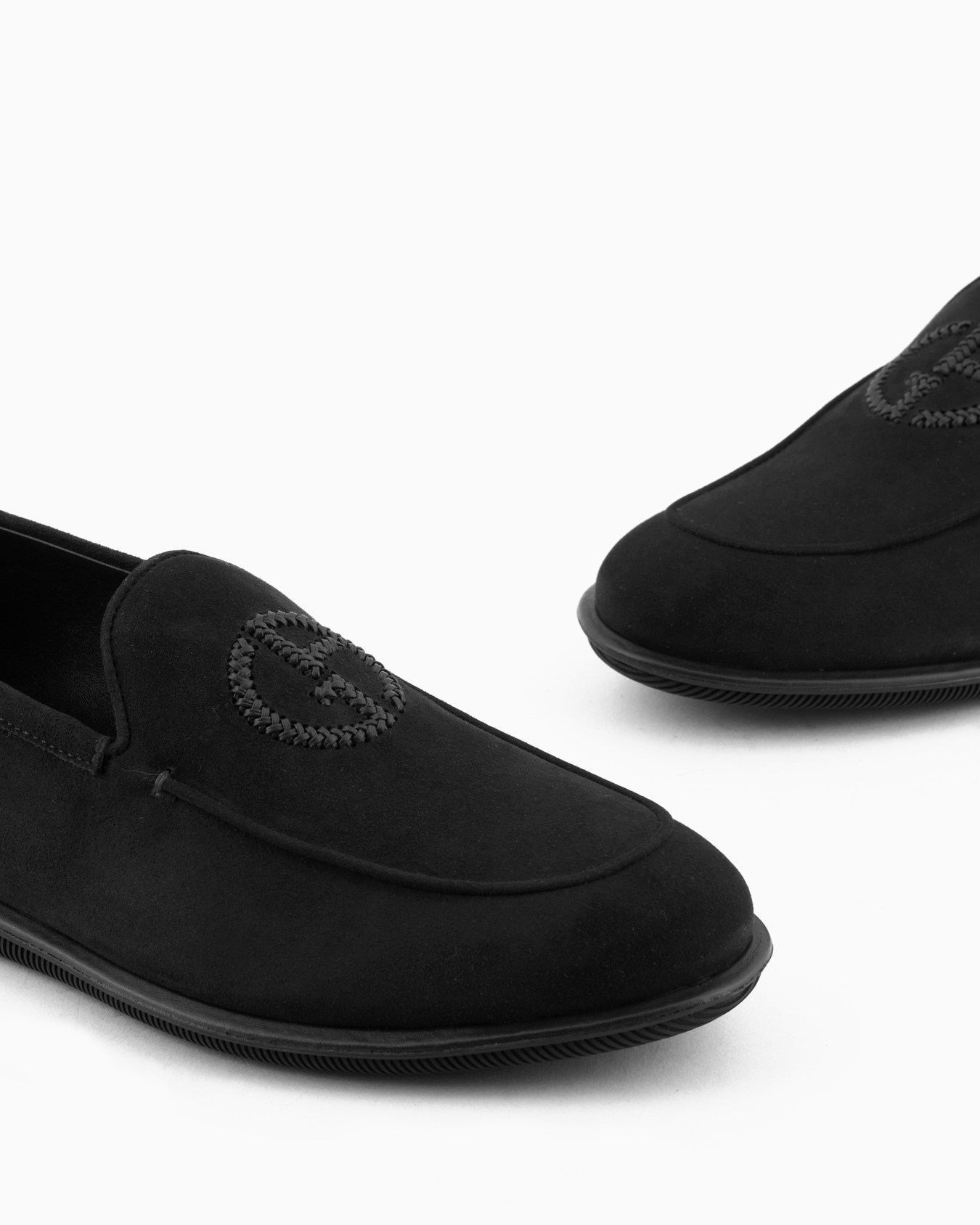 Suede loafers with embroidered logo Slide 4