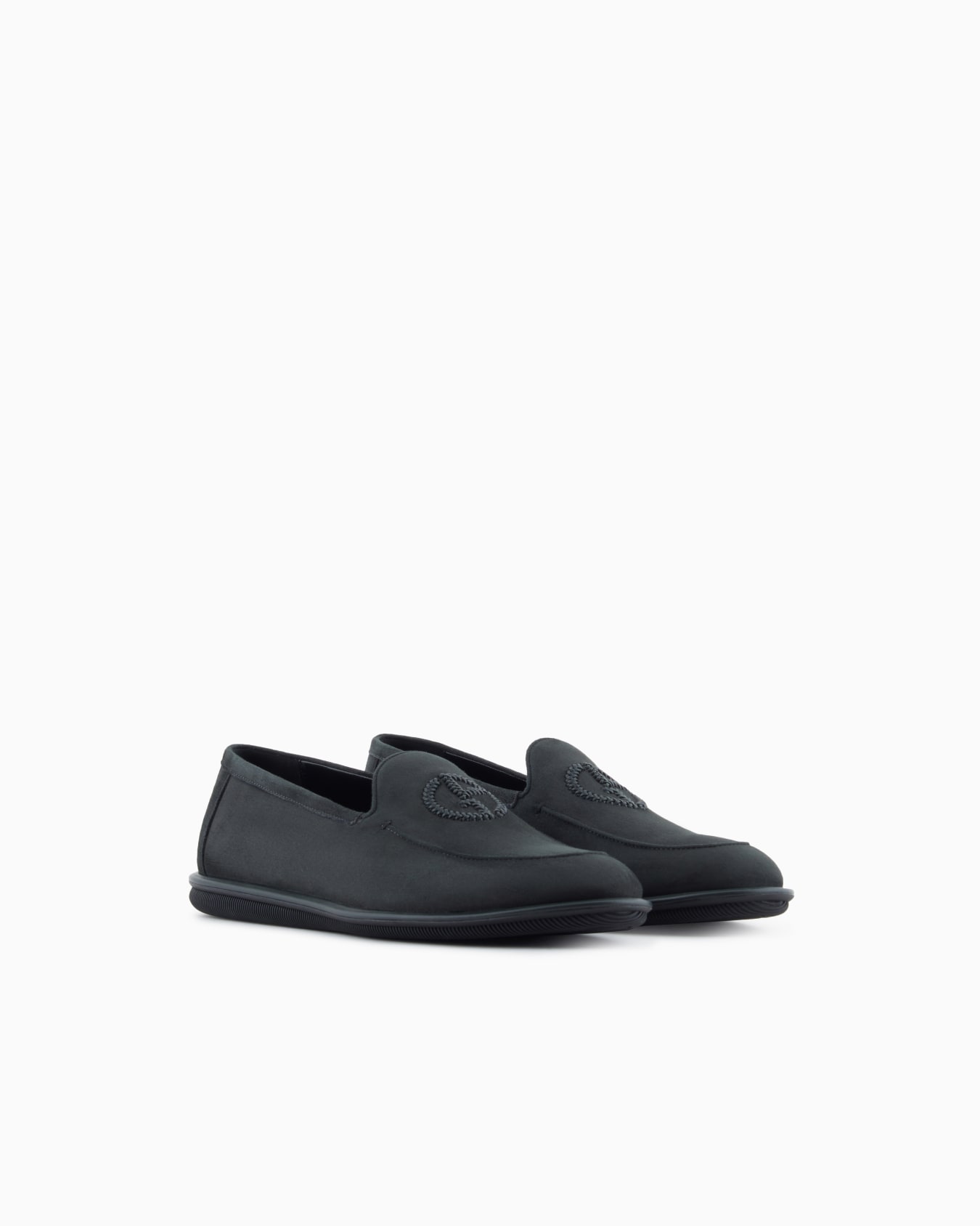 Suede loafers with embroidered logo Slide 1