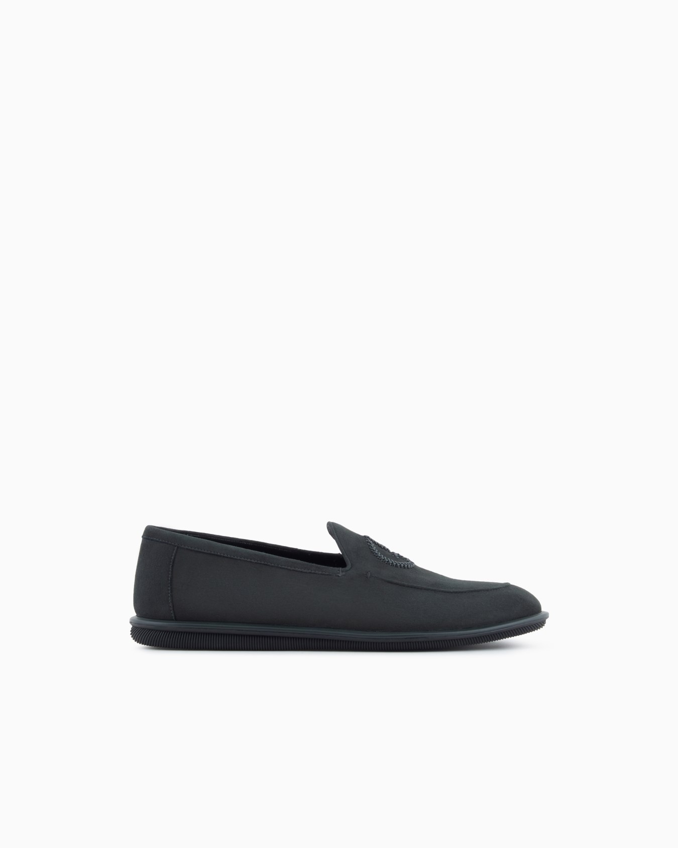 Suede loafers with embroidered logo Slide 0