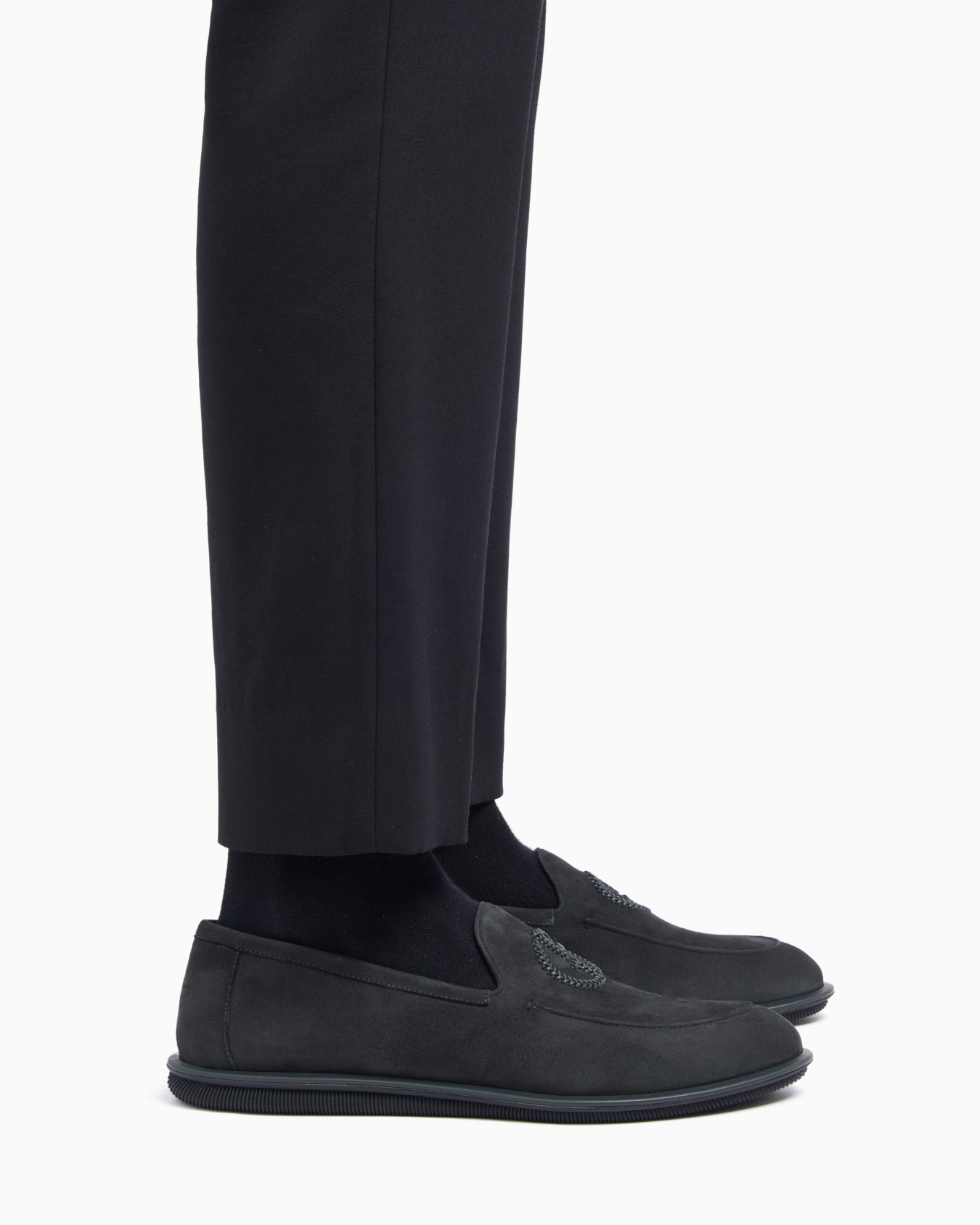 Suede loafers with embroidered logo Slide 6