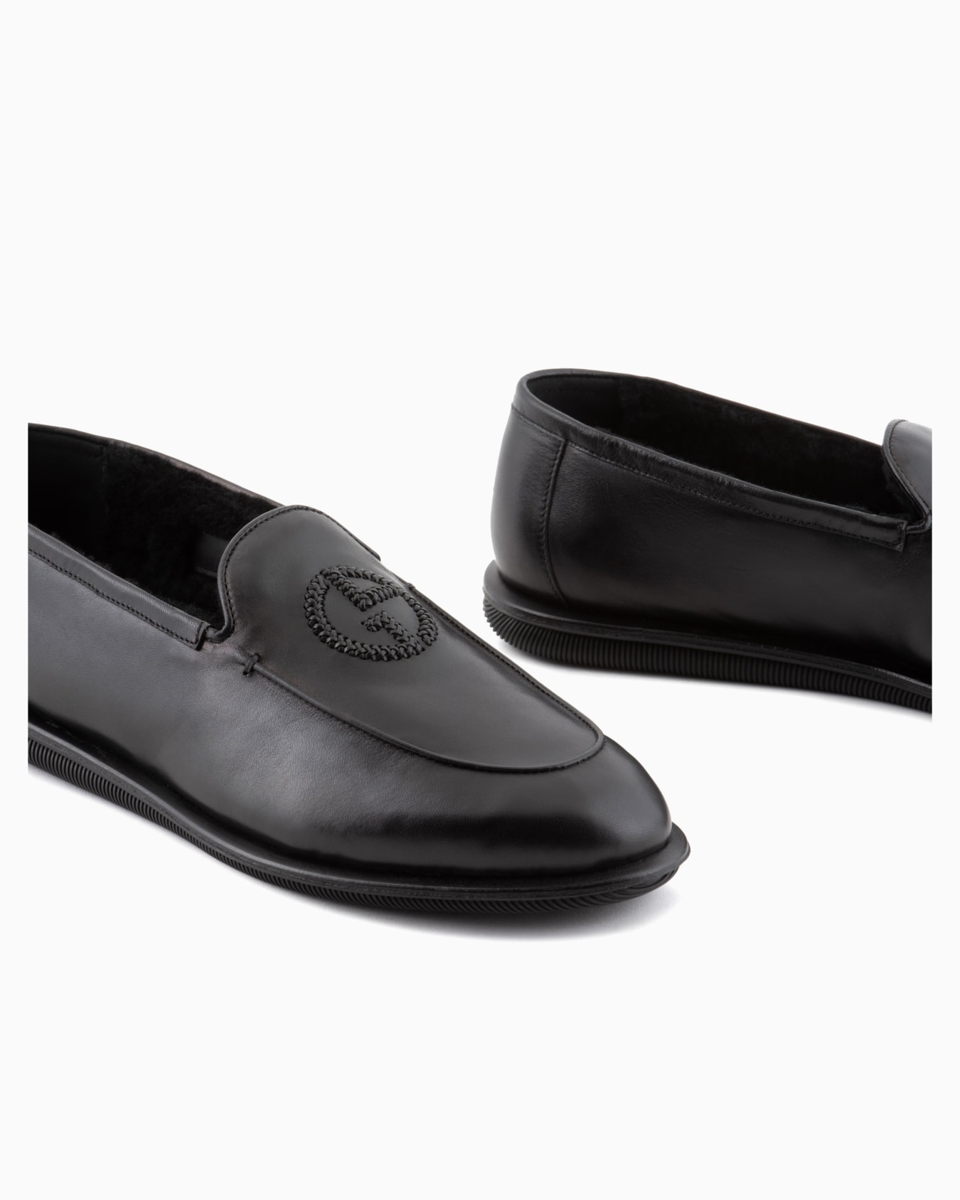 Nappa leather loafers with embroidered logo Slide 4