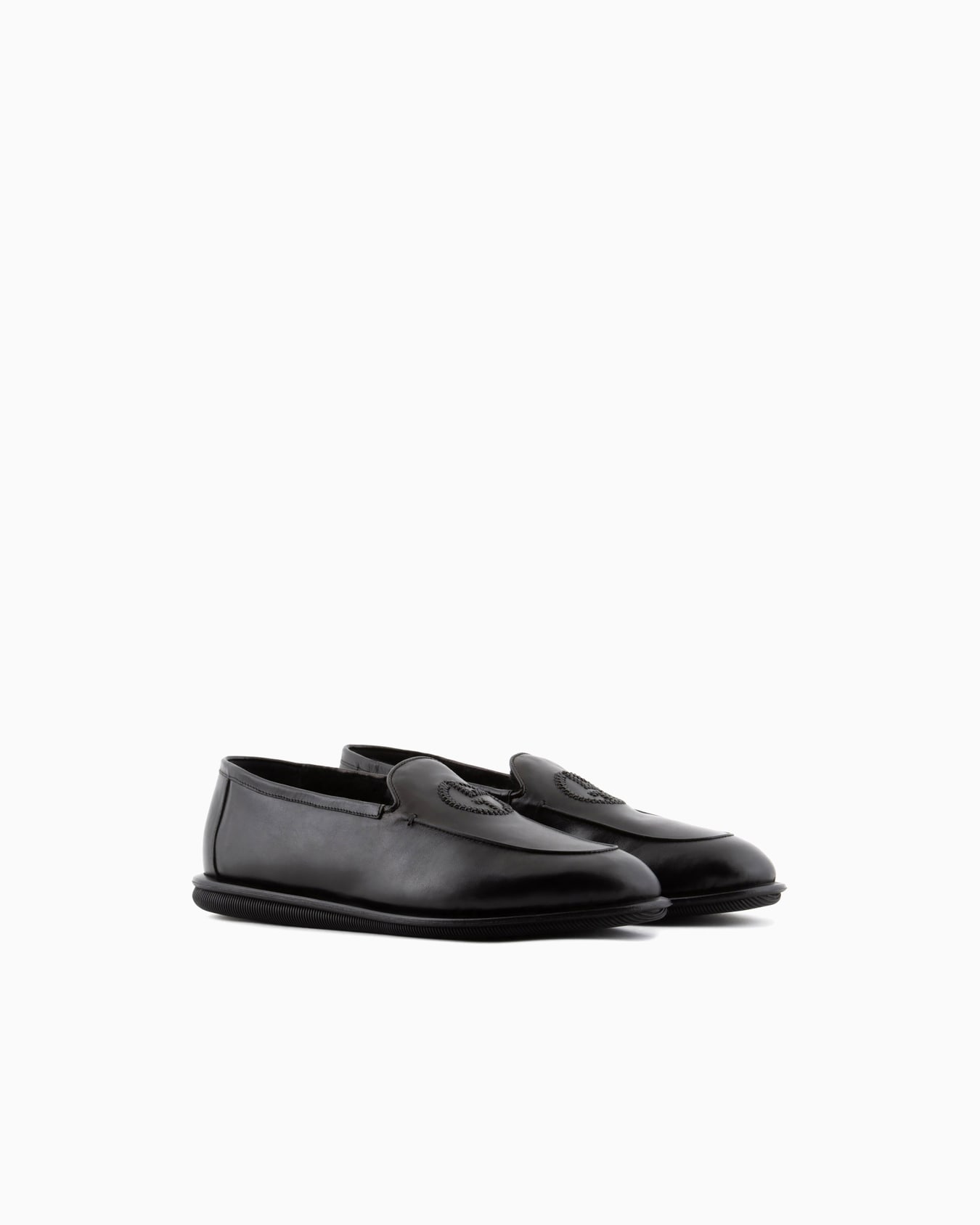 Nappa leather loafers with embroidered logo Slide 1