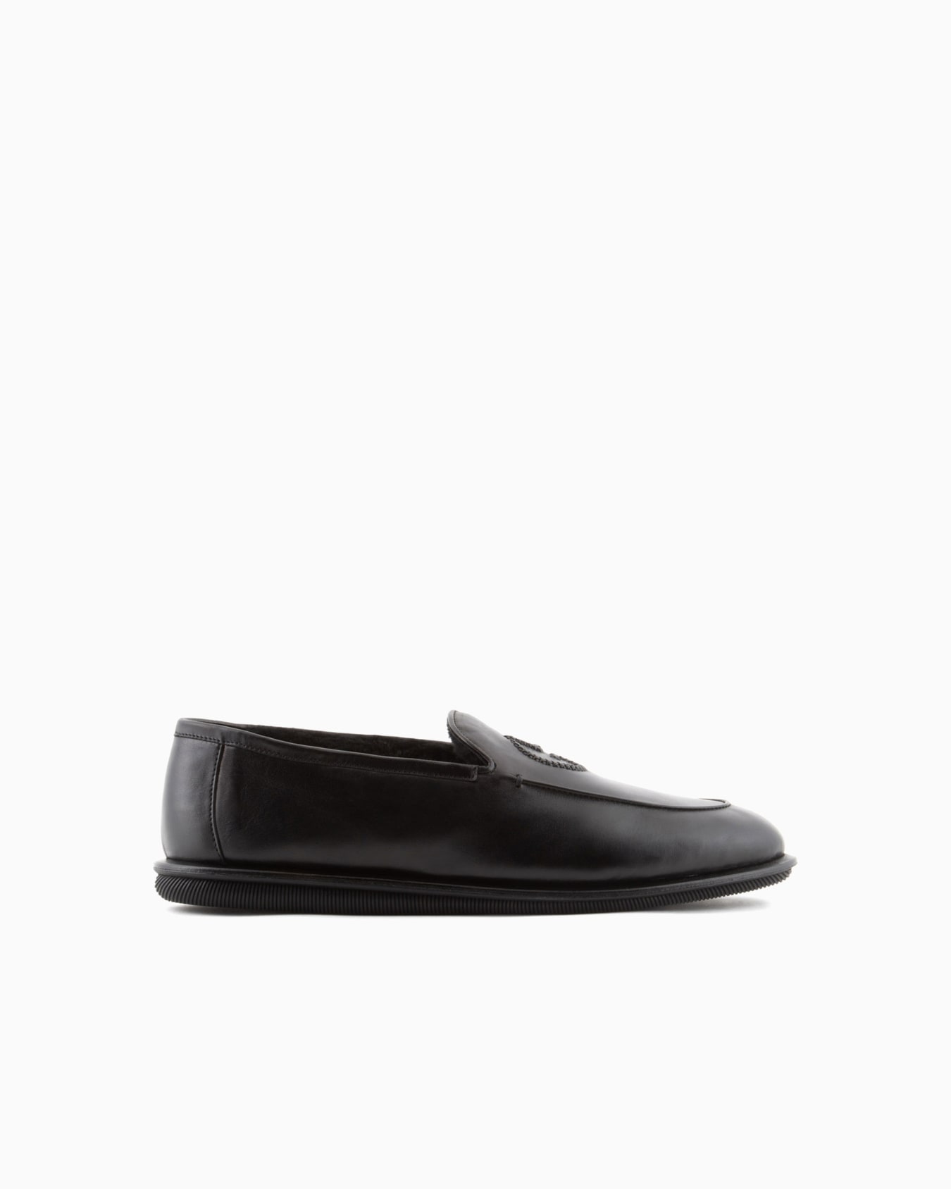 Nappa leather loafers with embroidered logo Slide 0