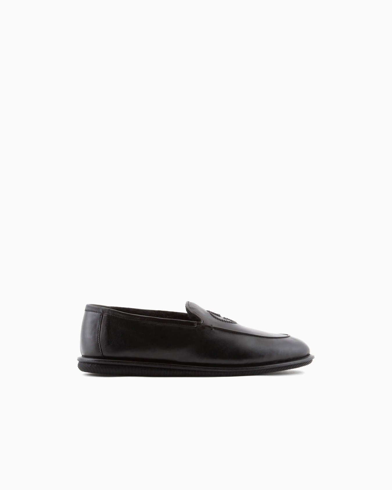 Nappa leather loafers with embroidered logo Slide 0