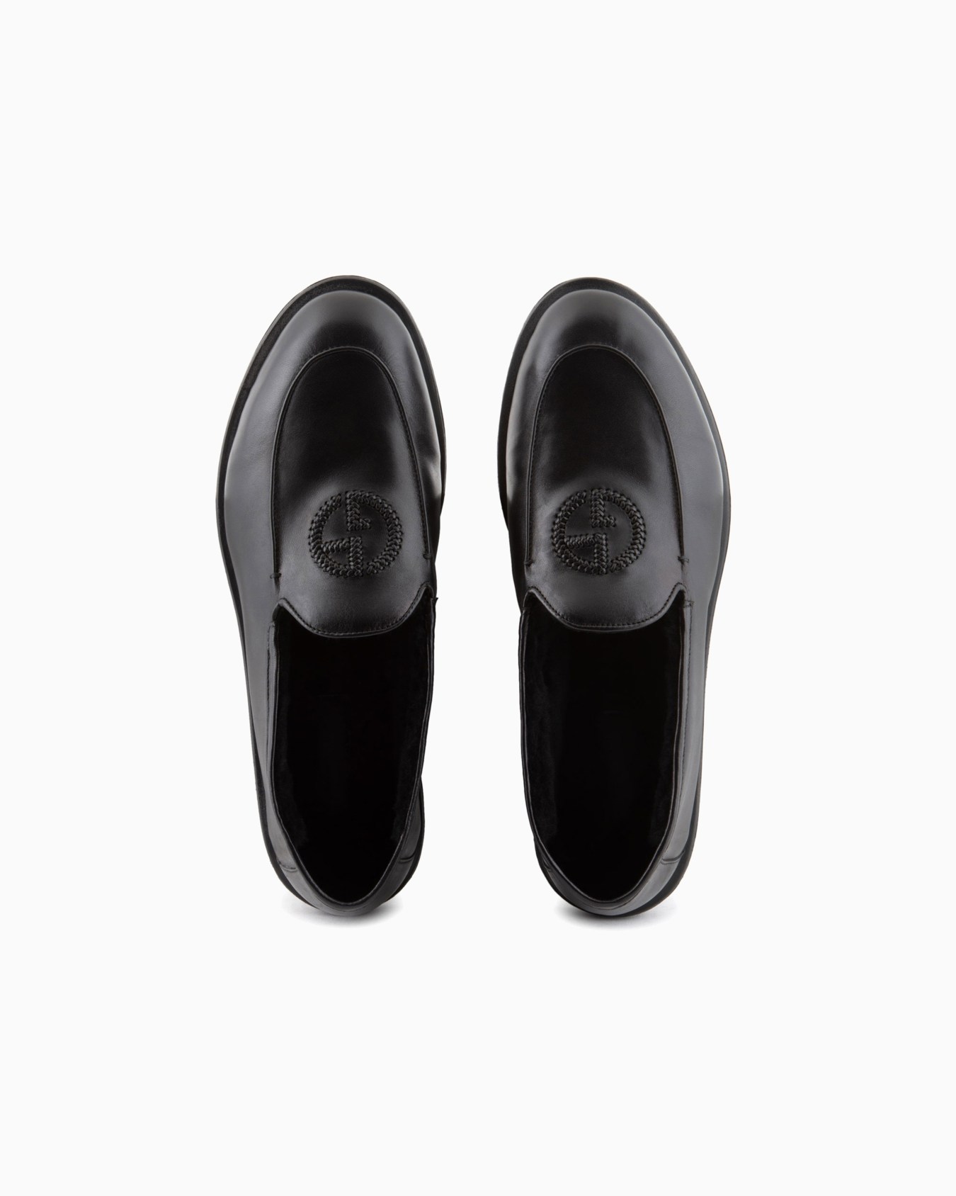 Nappa leather loafers with embroidered logo Slide 2