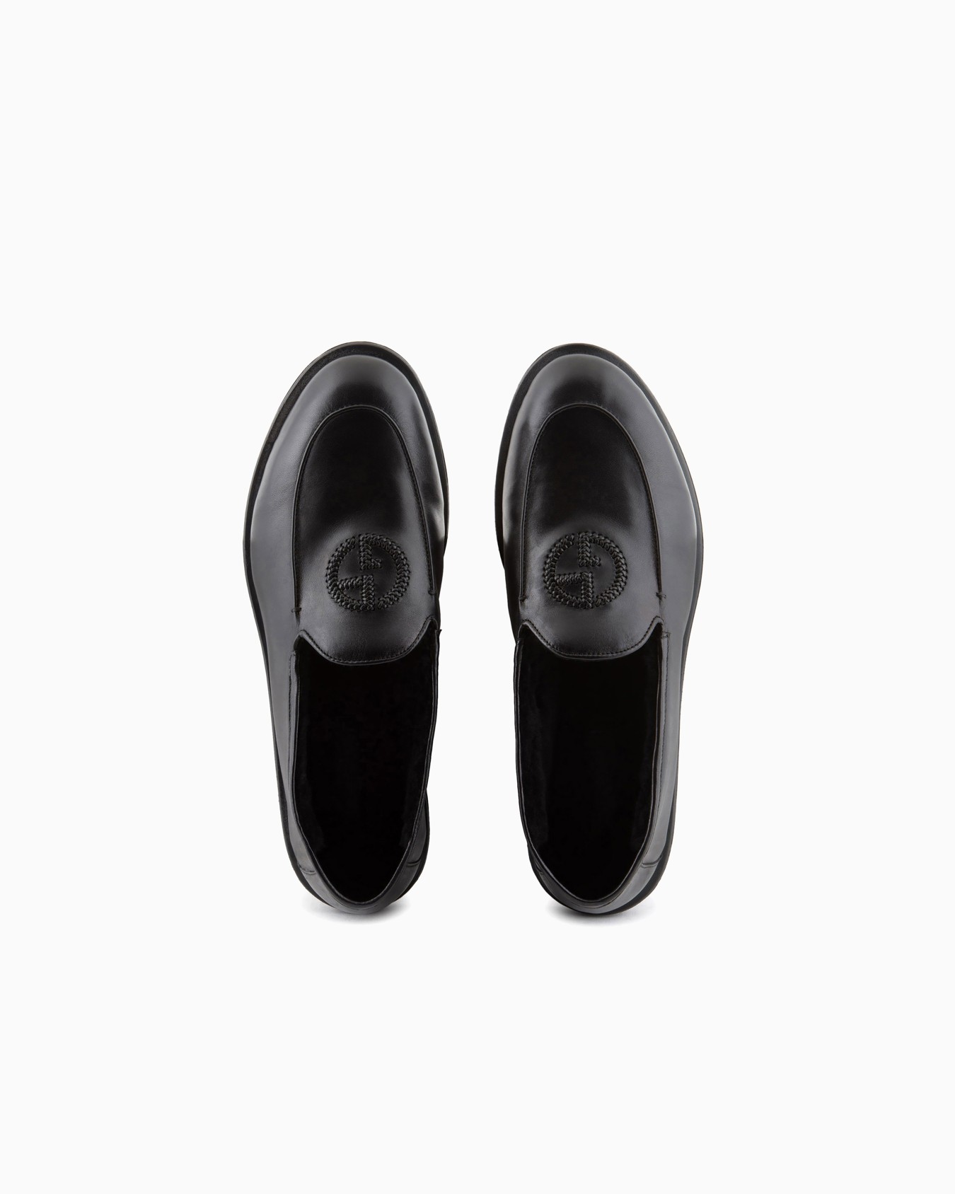 Nappa leather loafers with embroidered logo Slide 2