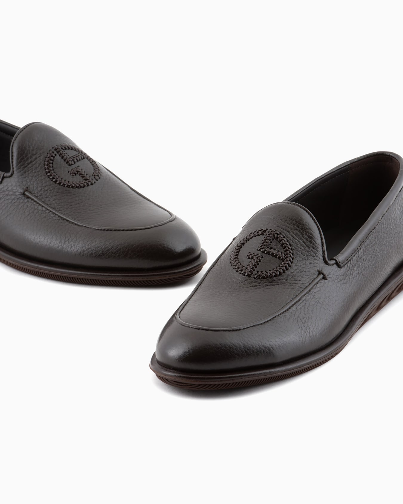 Deerskin loafers with embroidered logo Slide 4