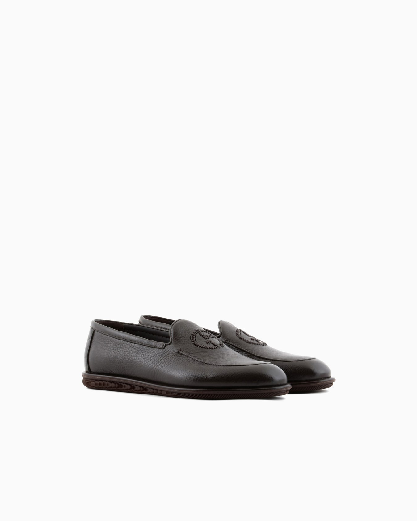 Deerskin loafers with embroidered logo Slide 1