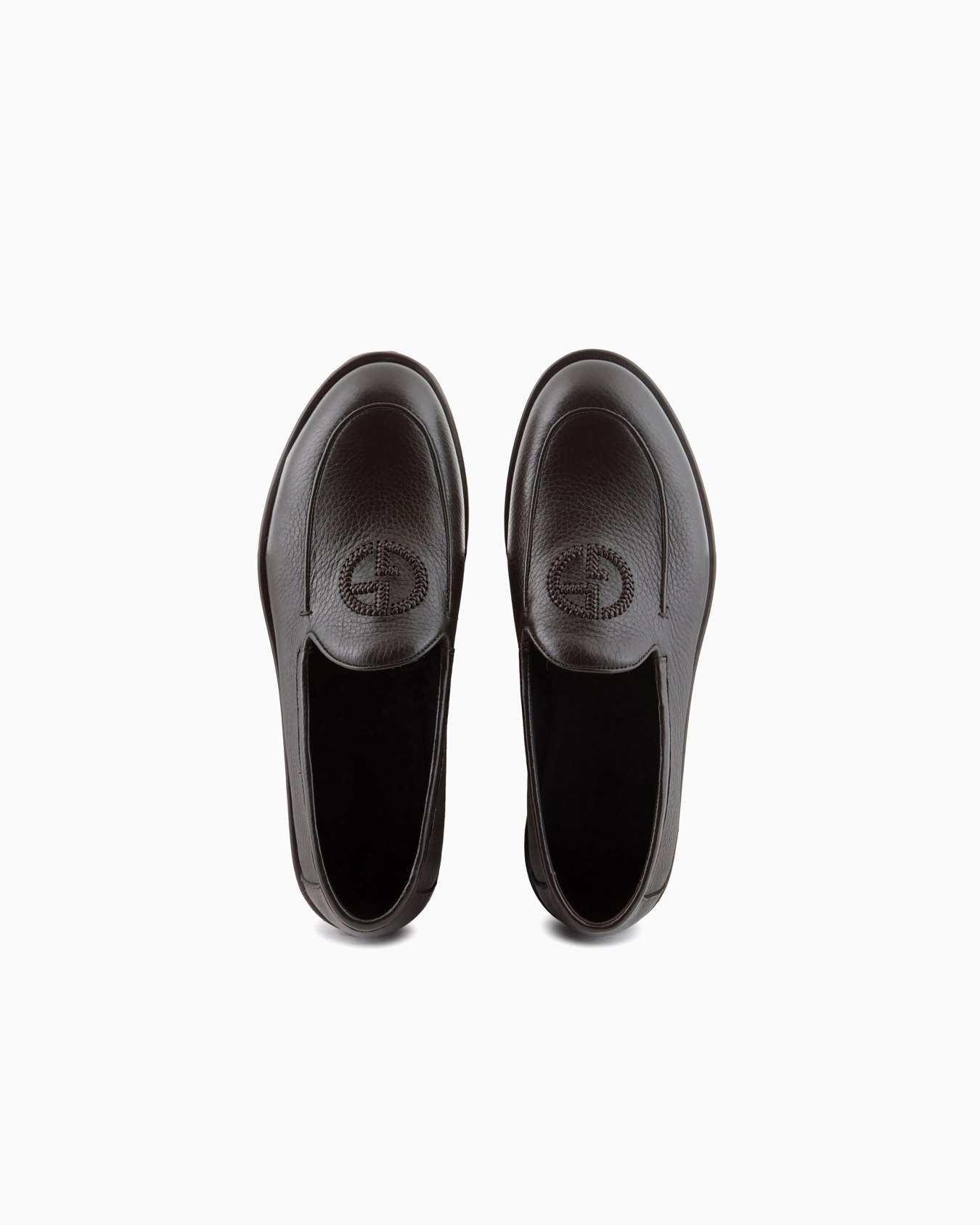 Deerskin loafers with embroidered logo Slide 2
