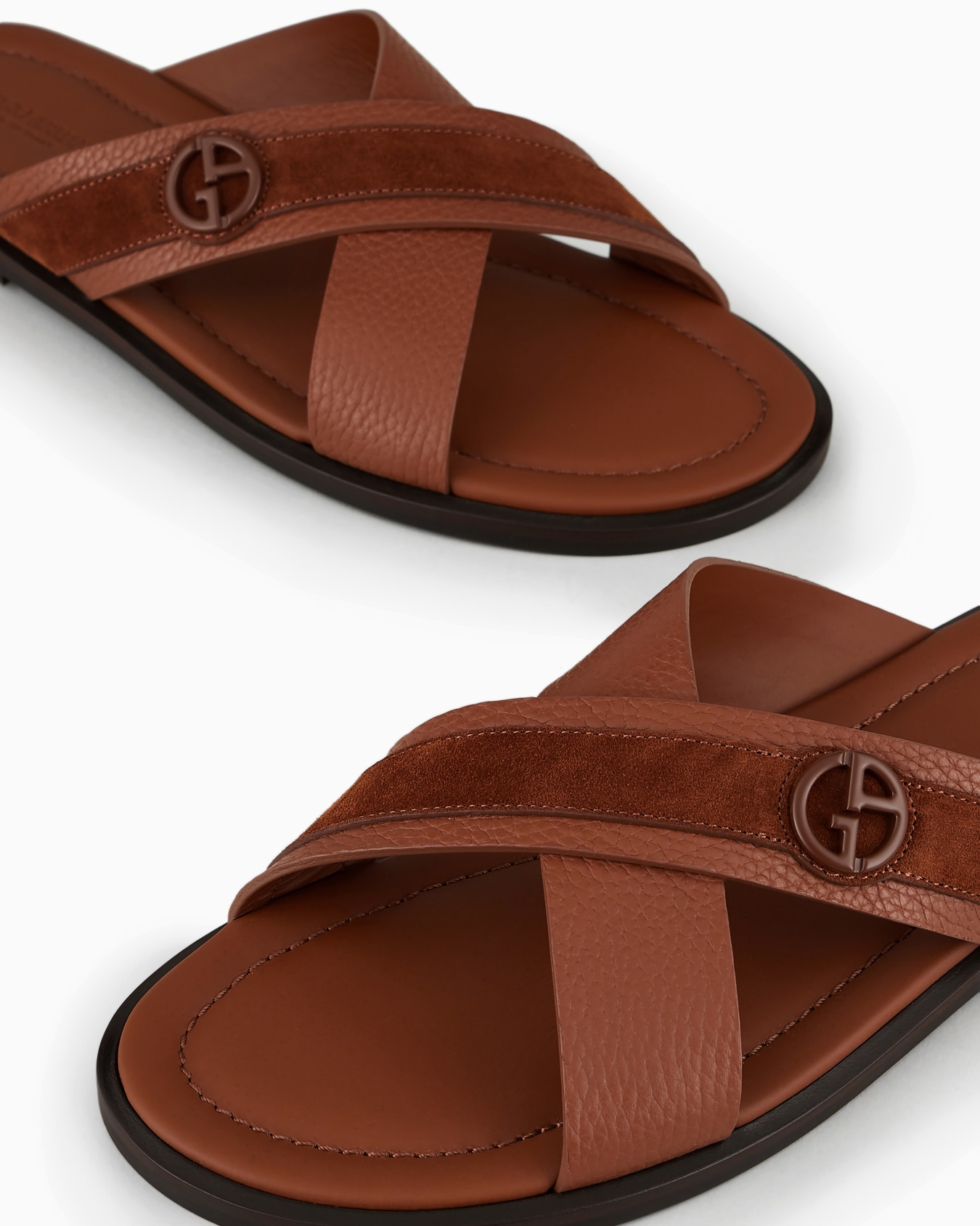 Two-toned, plaited suede cross sandals Slide 2