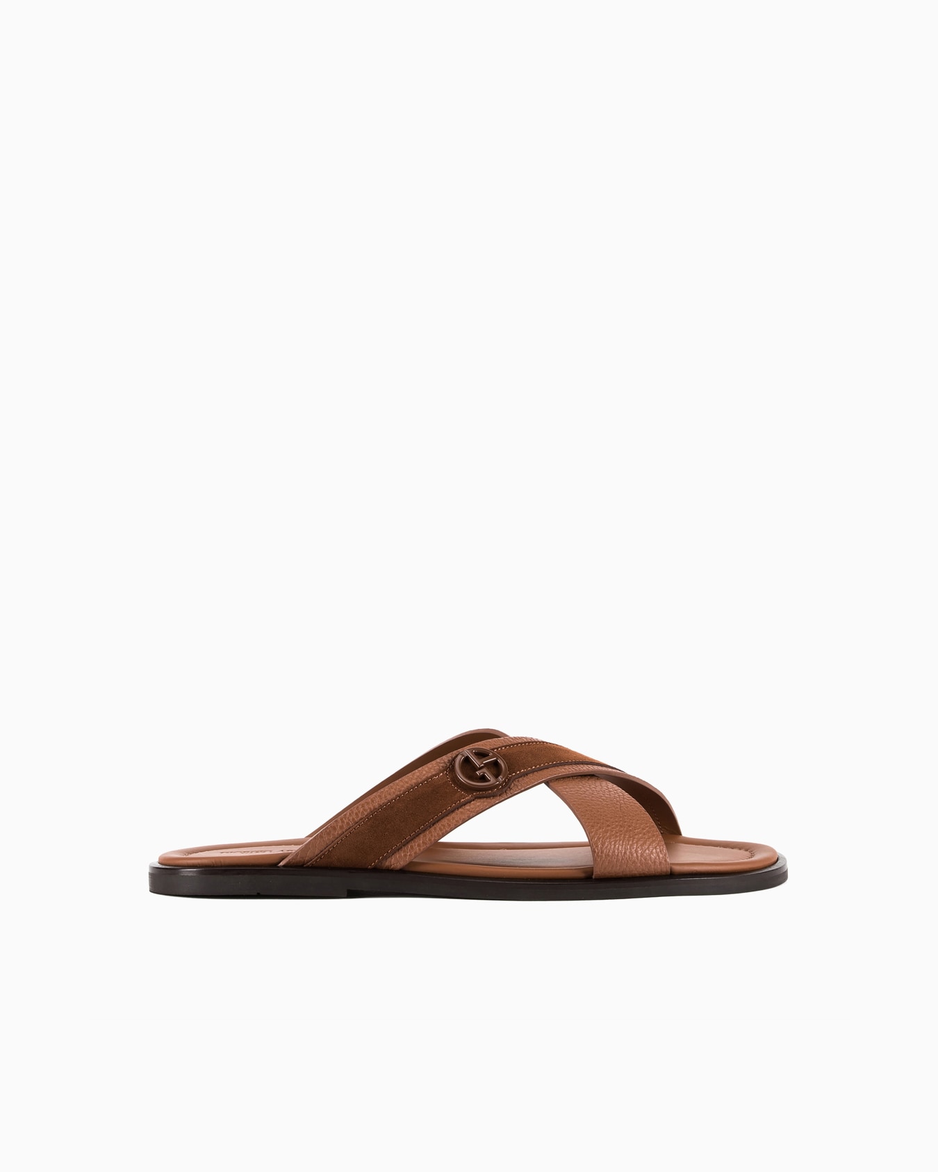 Two-toned, plaited suede cross sandals Slide 0