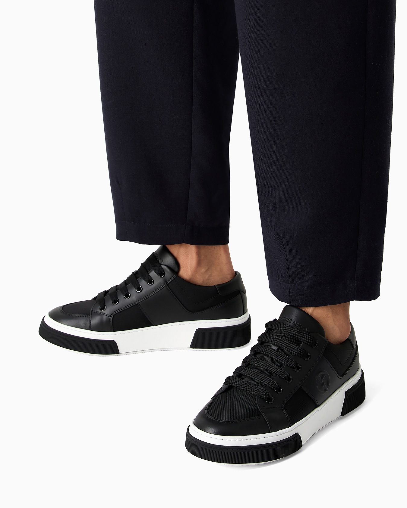 Leather and fabric sneakers Slide 5