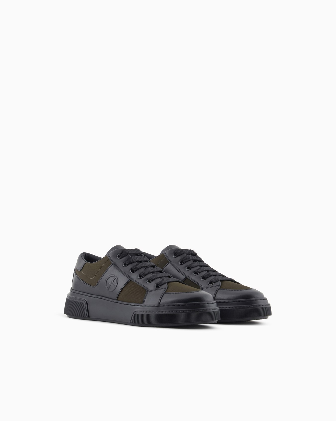 Leather and fabric sneakers Slide 1