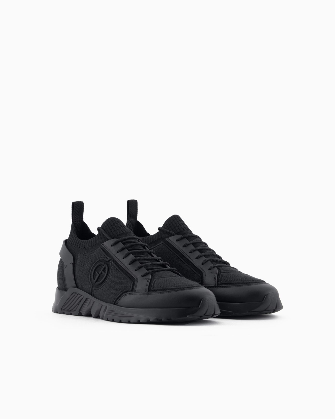 Knit-and-leather sneakers Slide 1