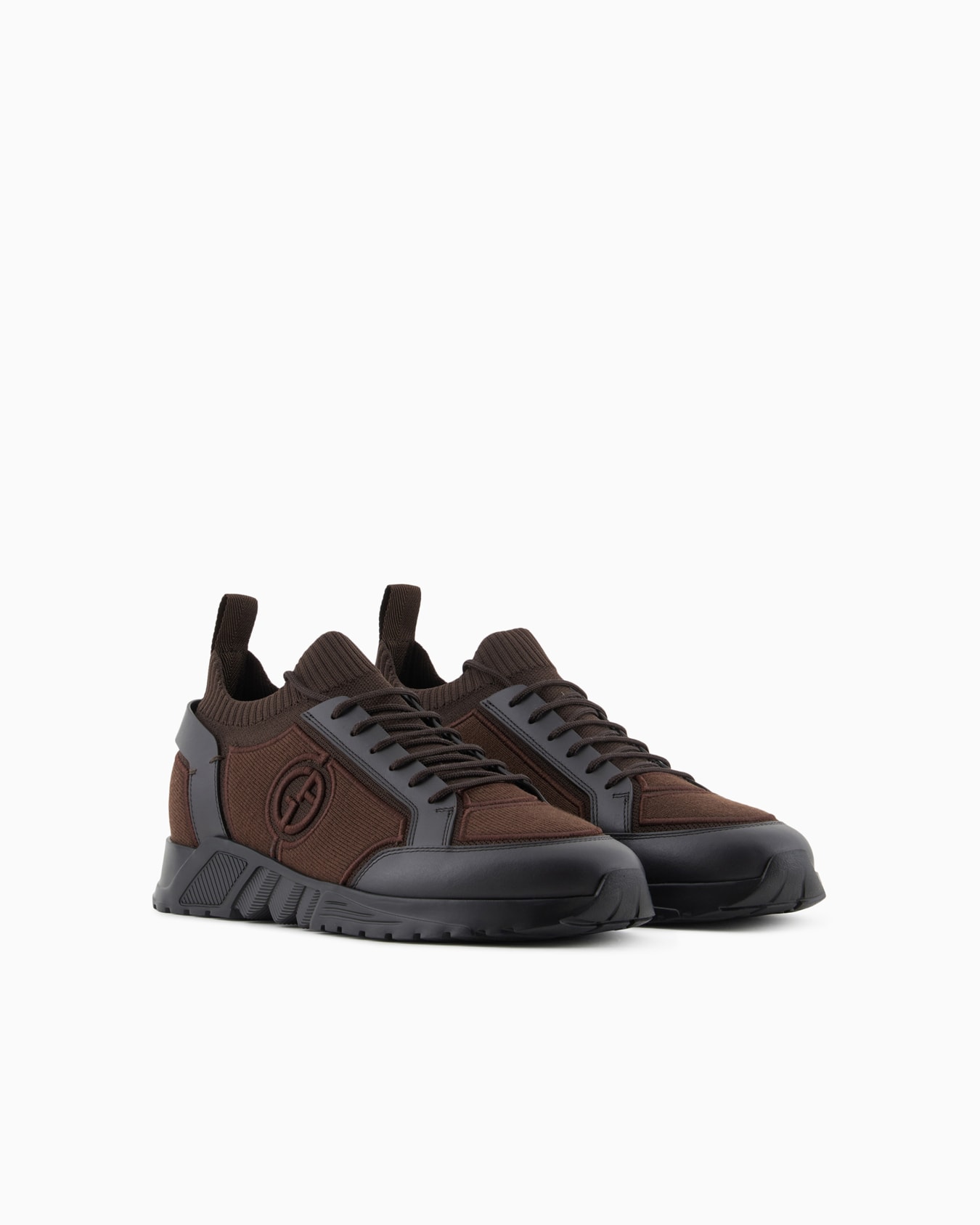 Knit-and-leather sneakers Slide 1