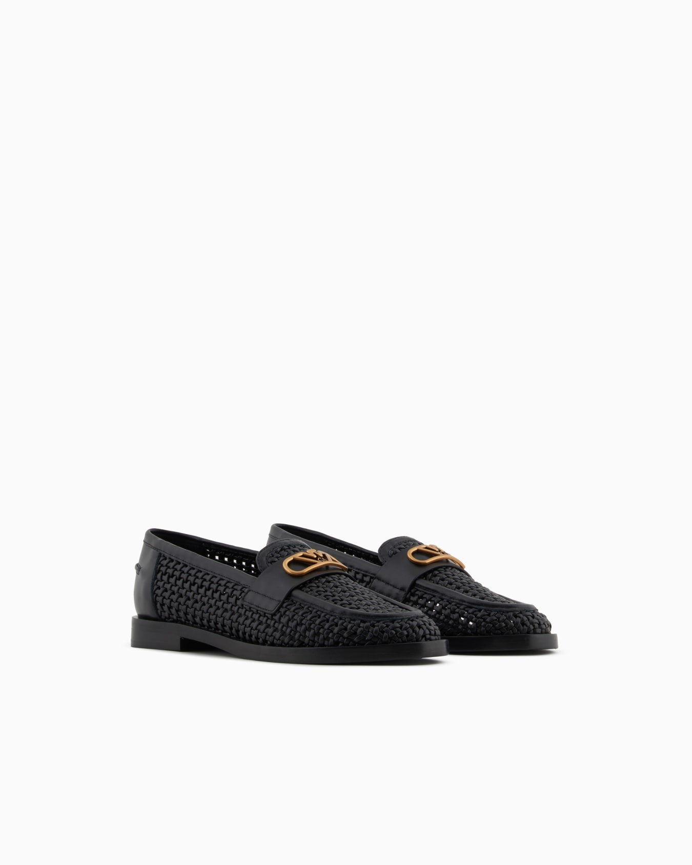 Mocassins tressés avec détails en cuir et plaque aigle  Diapositive 1
