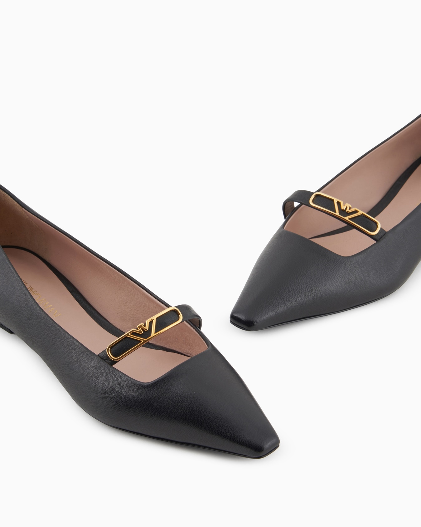 Nappa-leather pointed-toe ballerinas with eagle plate Slide 4