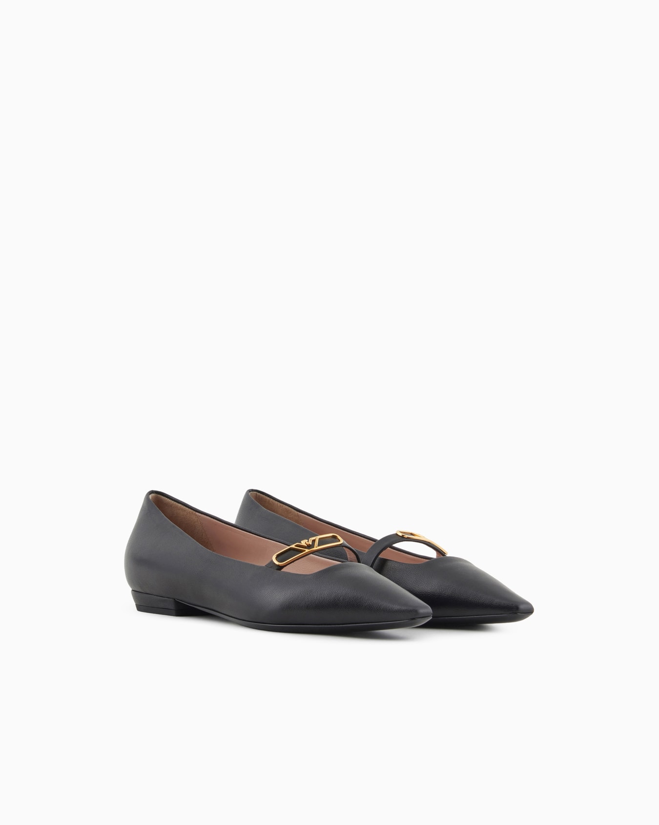 Nappa-leather pointed-toe ballerinas with eagle plate Slide 1