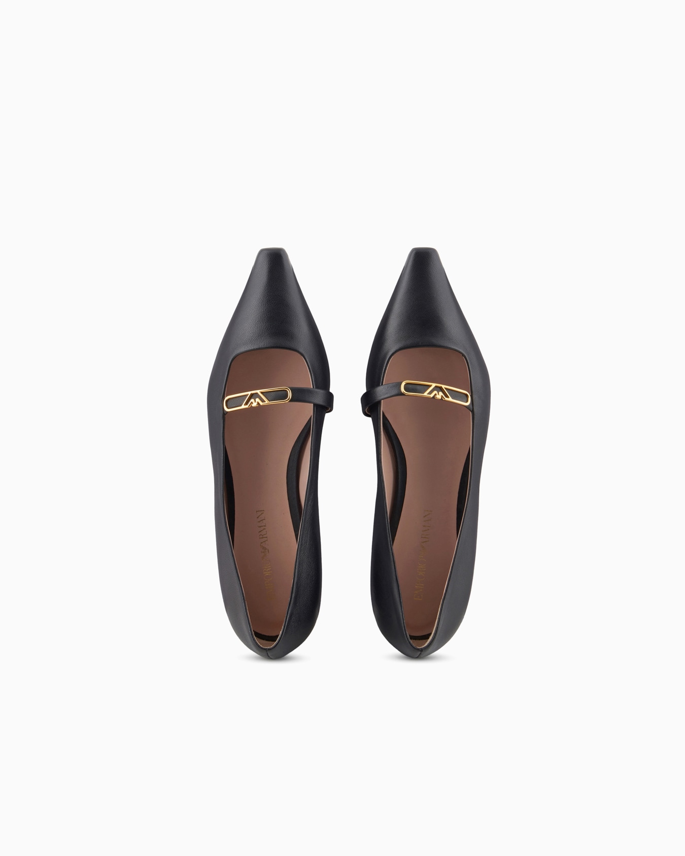Nappa-leather pointed-toe ballerinas with eagle plate Slide 2