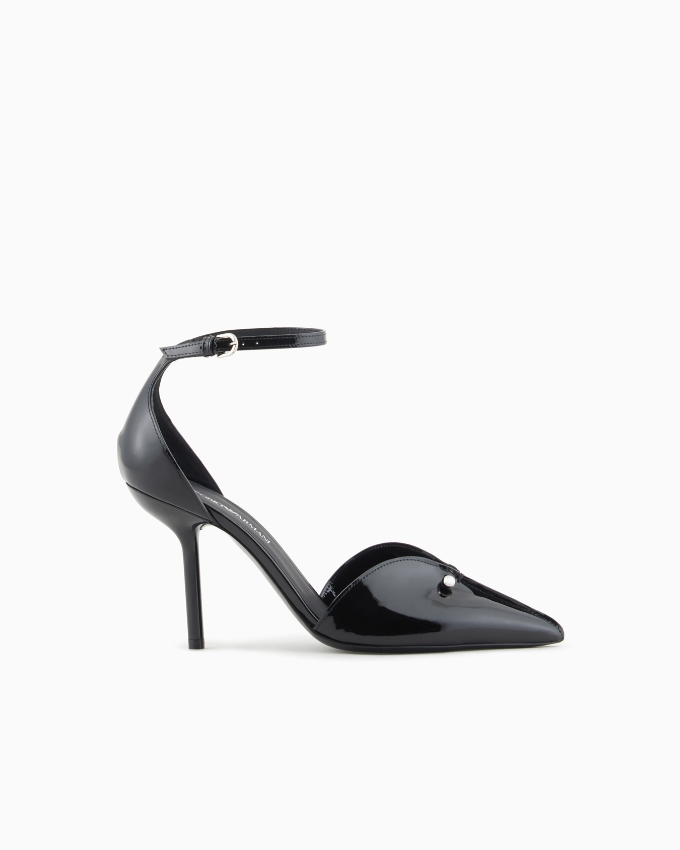 Patent-leather pointed court shoes with strap and piercing Slide 0