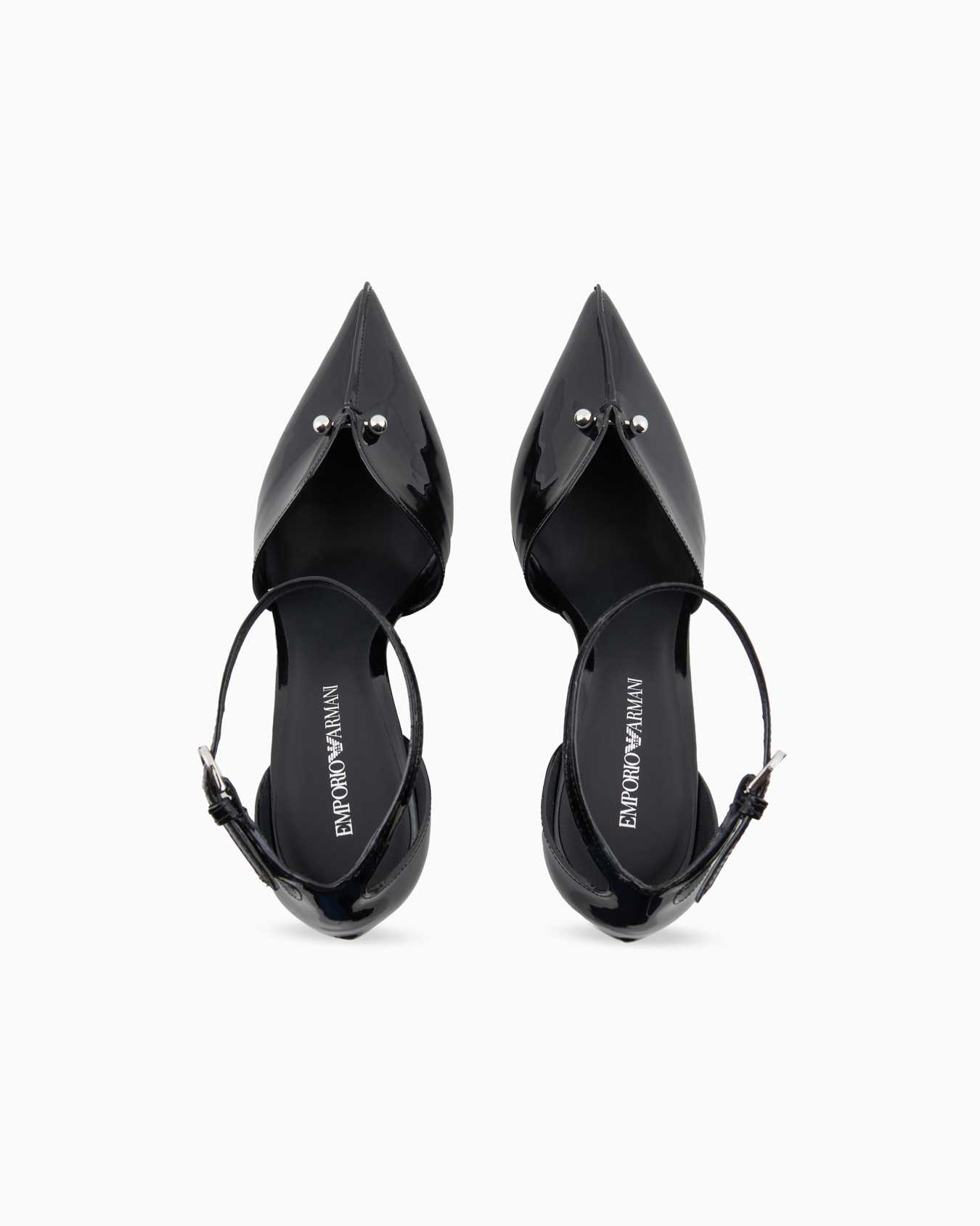 Patent-leather pointed court shoes with strap and piercing Slide 2