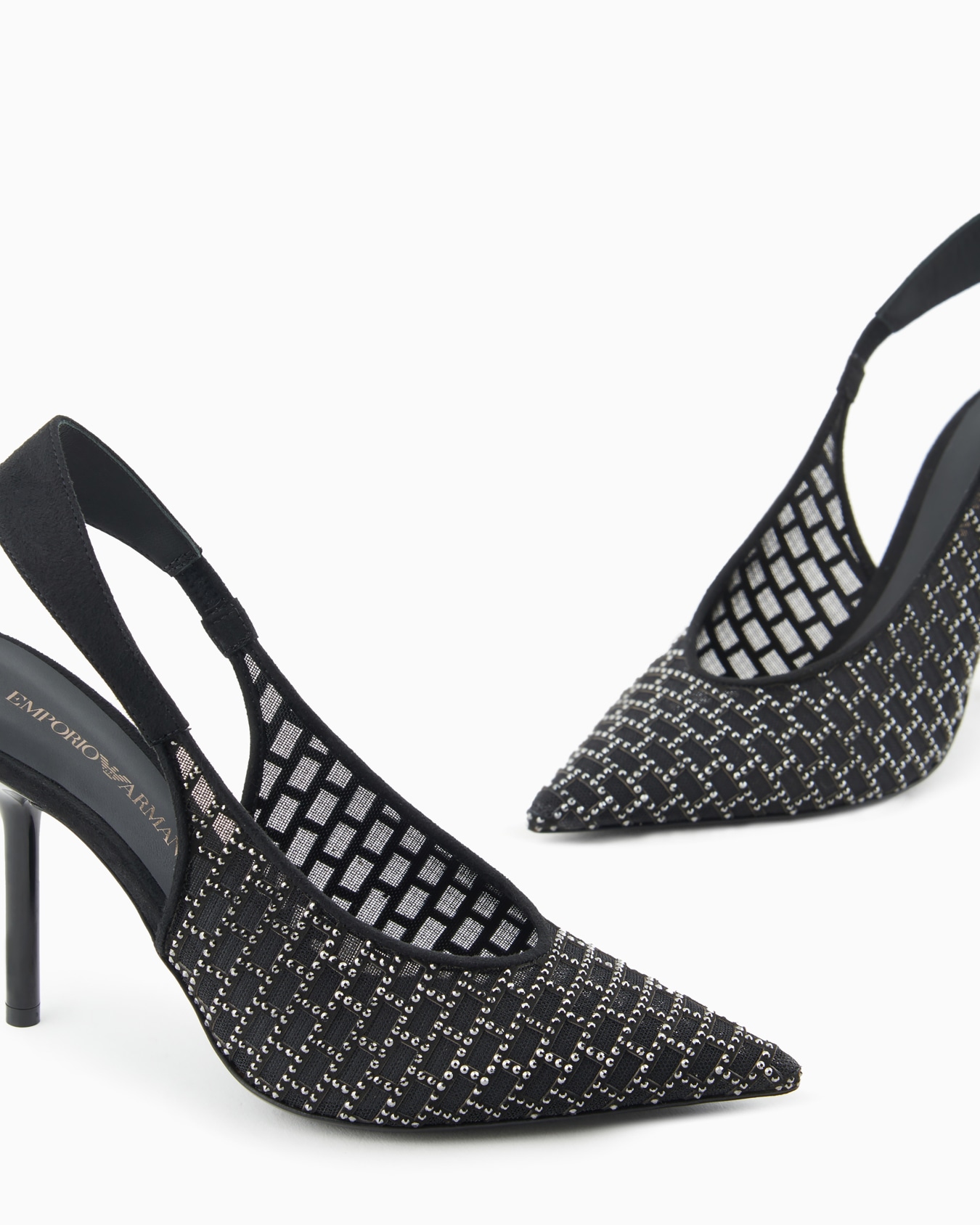 Pointed slingback court shoes with graphic rhinestone pattern Slide 4