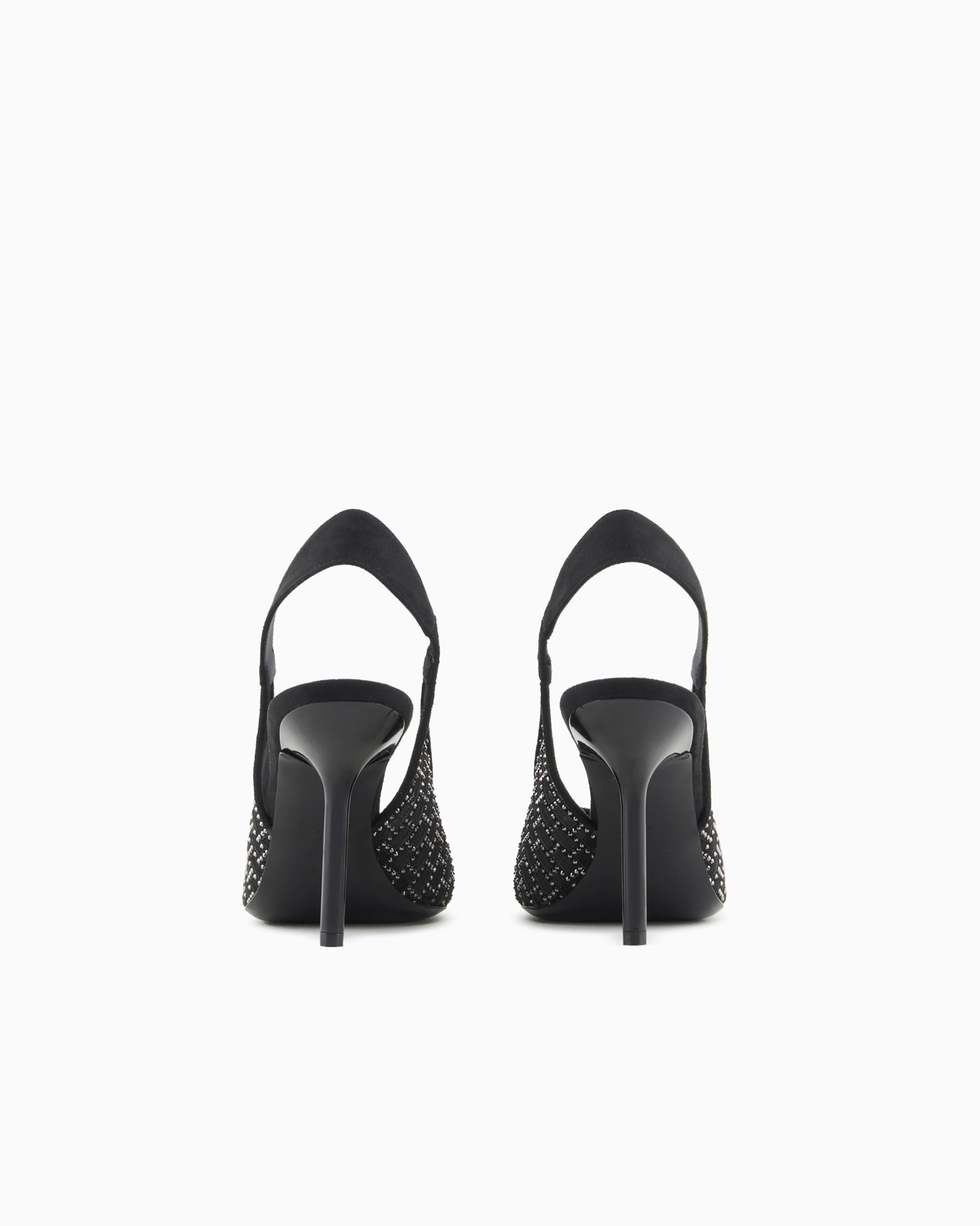 Pointed slingback court shoes with graphic rhinestone pattern Slide 3