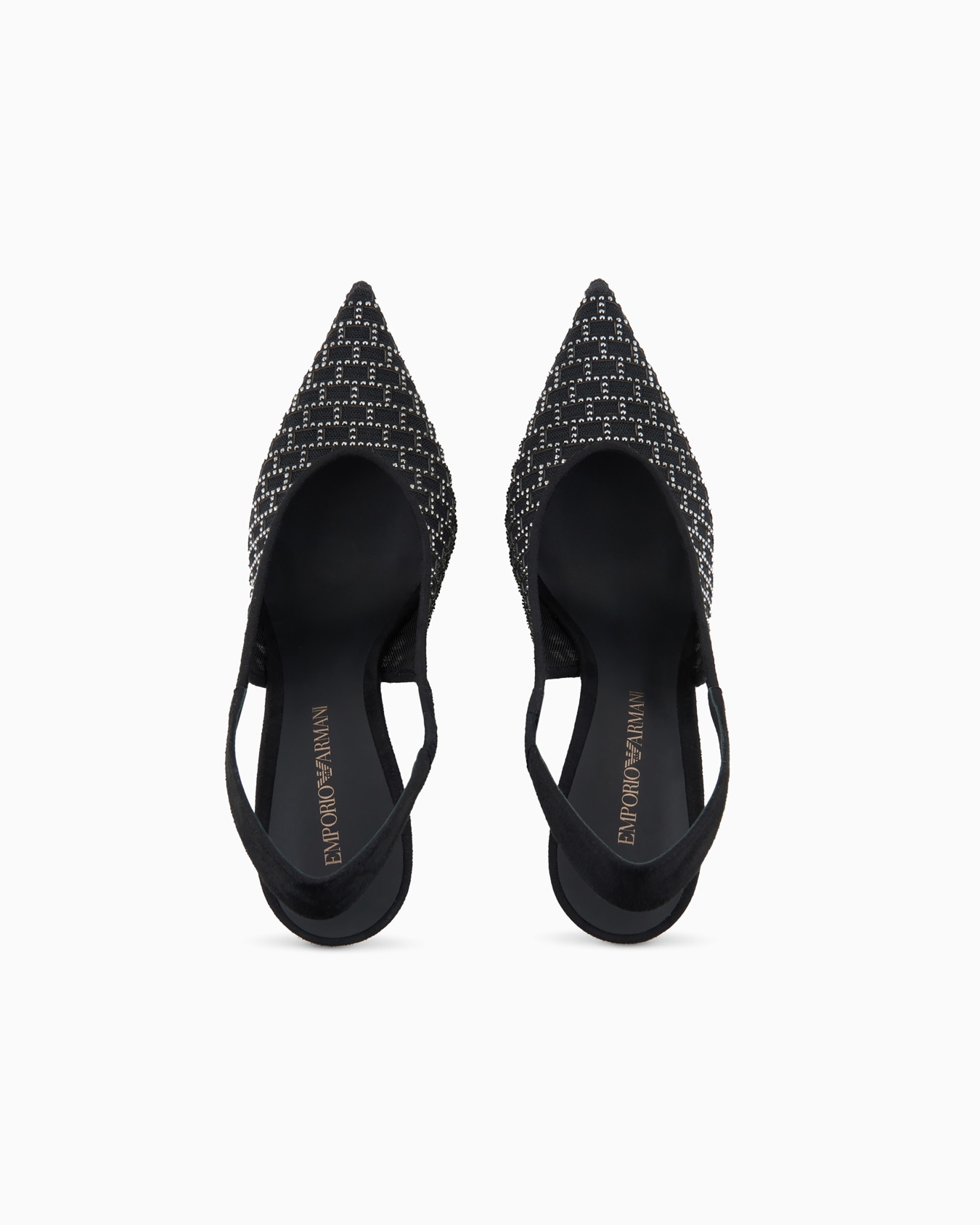 Pointed slingback court shoes with graphic rhinestone pattern Slide 2