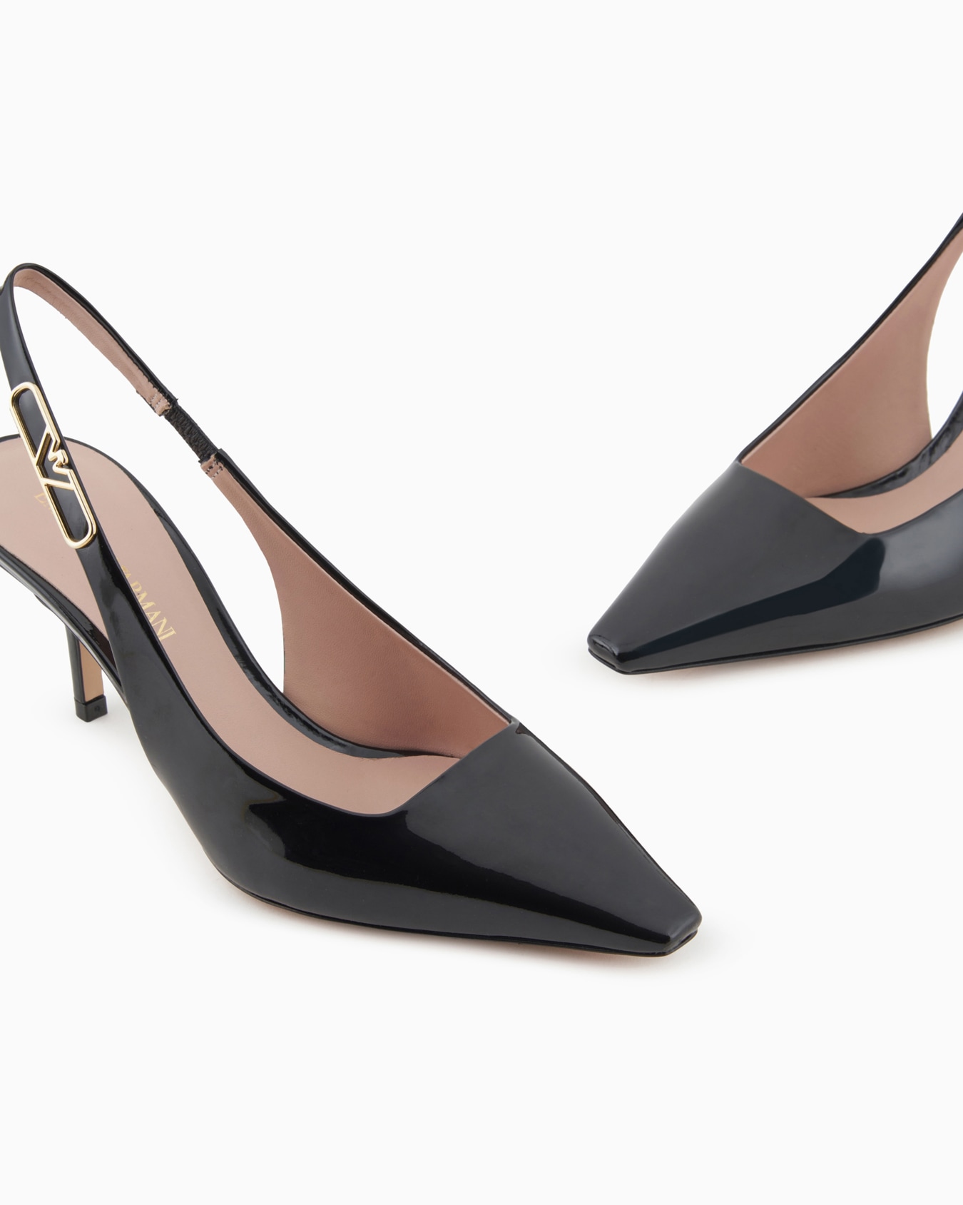 Escarpins slingback en cuir verni avec plaque aigle Diapositive 3