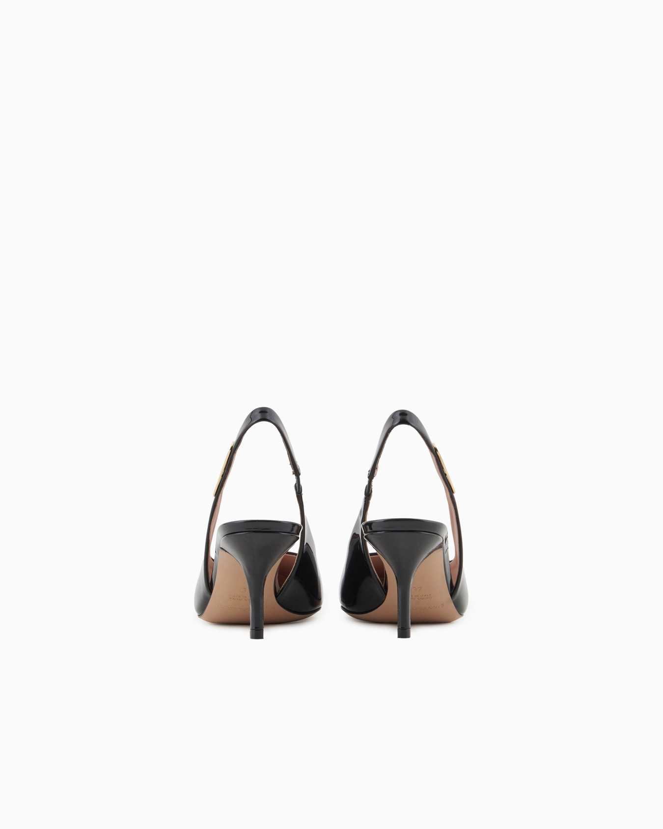 Escarpins slingback en cuir verni avec plaque aigle Diapositive 2