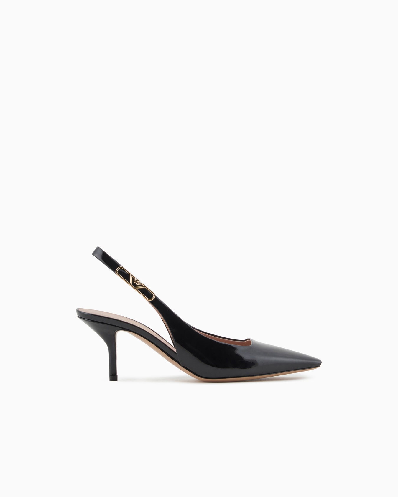 Escarpins slingback en cuir verni avec plaque aigle Diapositive 0