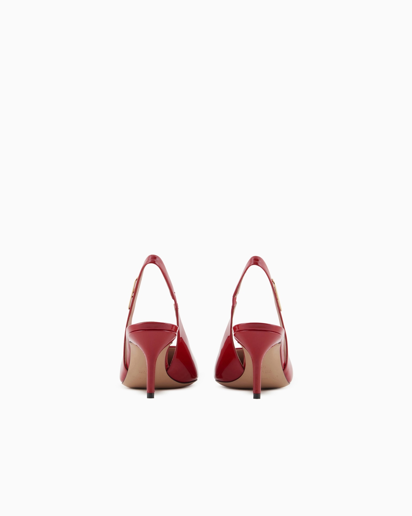 Décolleté slingback in pelle verniciata con placca aquila Slide 3