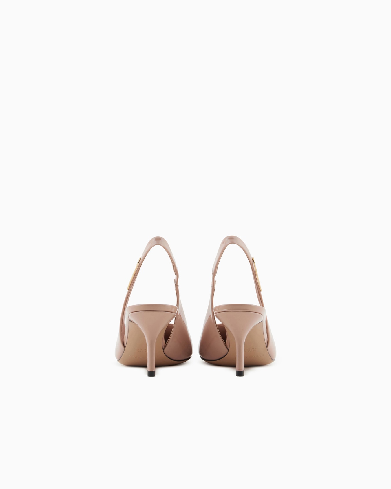 Patent-leather slingback court shoes with eagle plate Slide 3