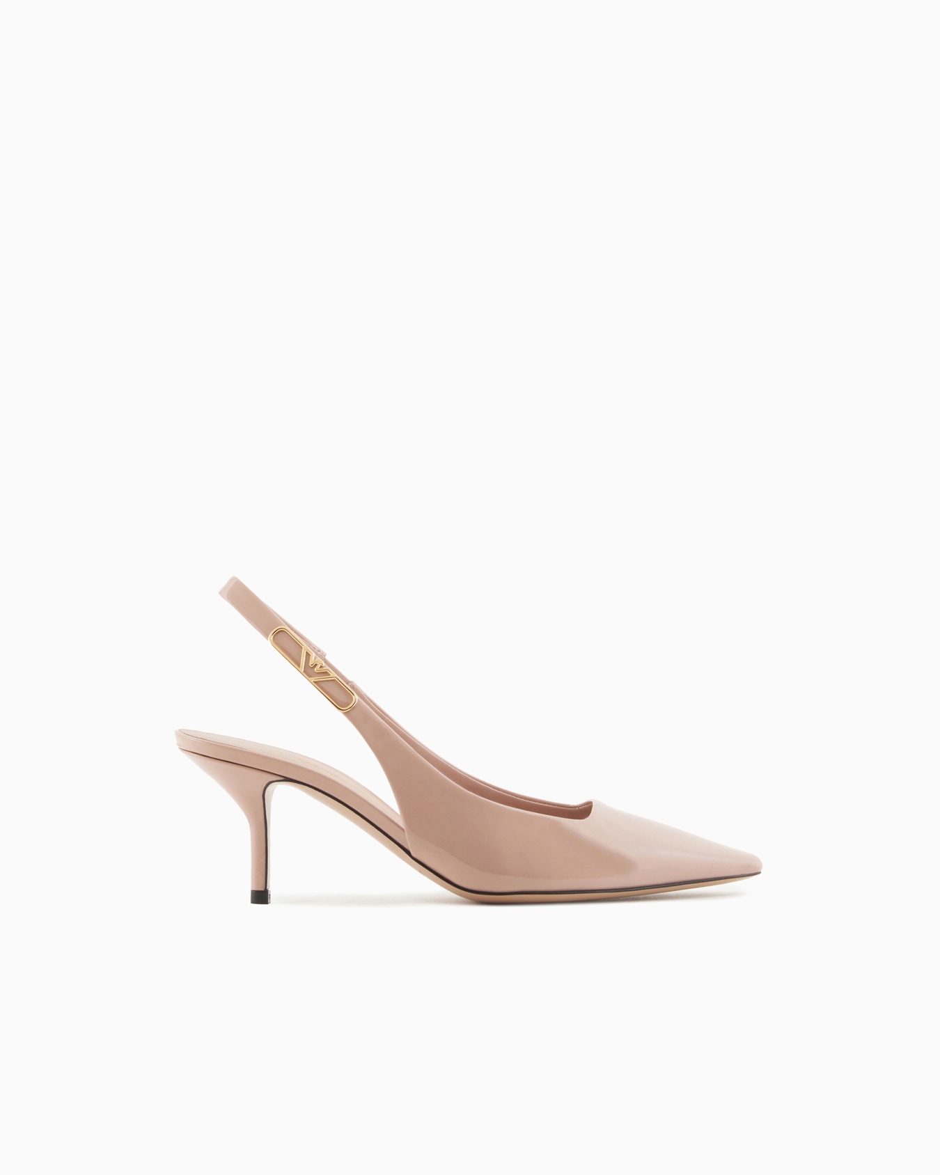 Patent-leather slingback court shoes with eagle plate Slide 0