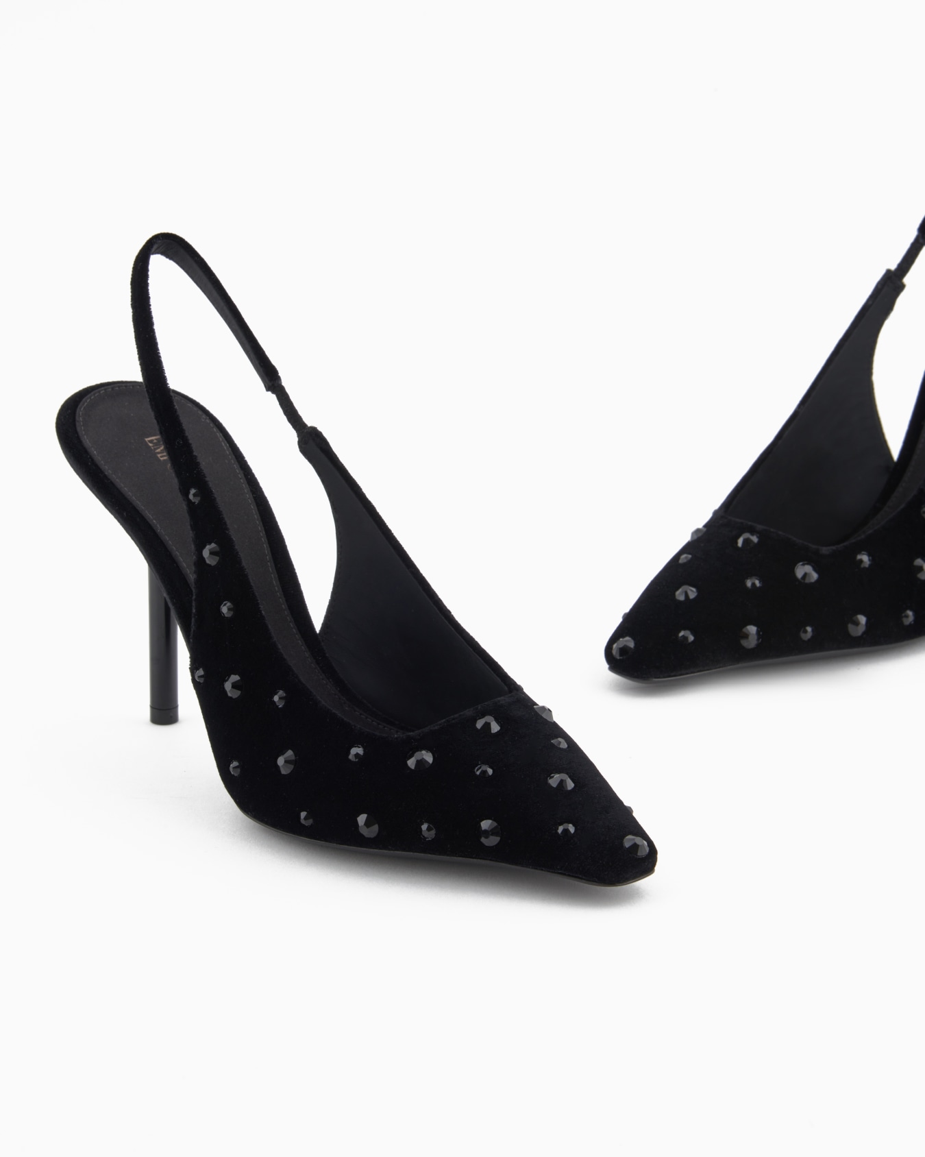Escarpins slingback en velours avec strass Diapositive 4