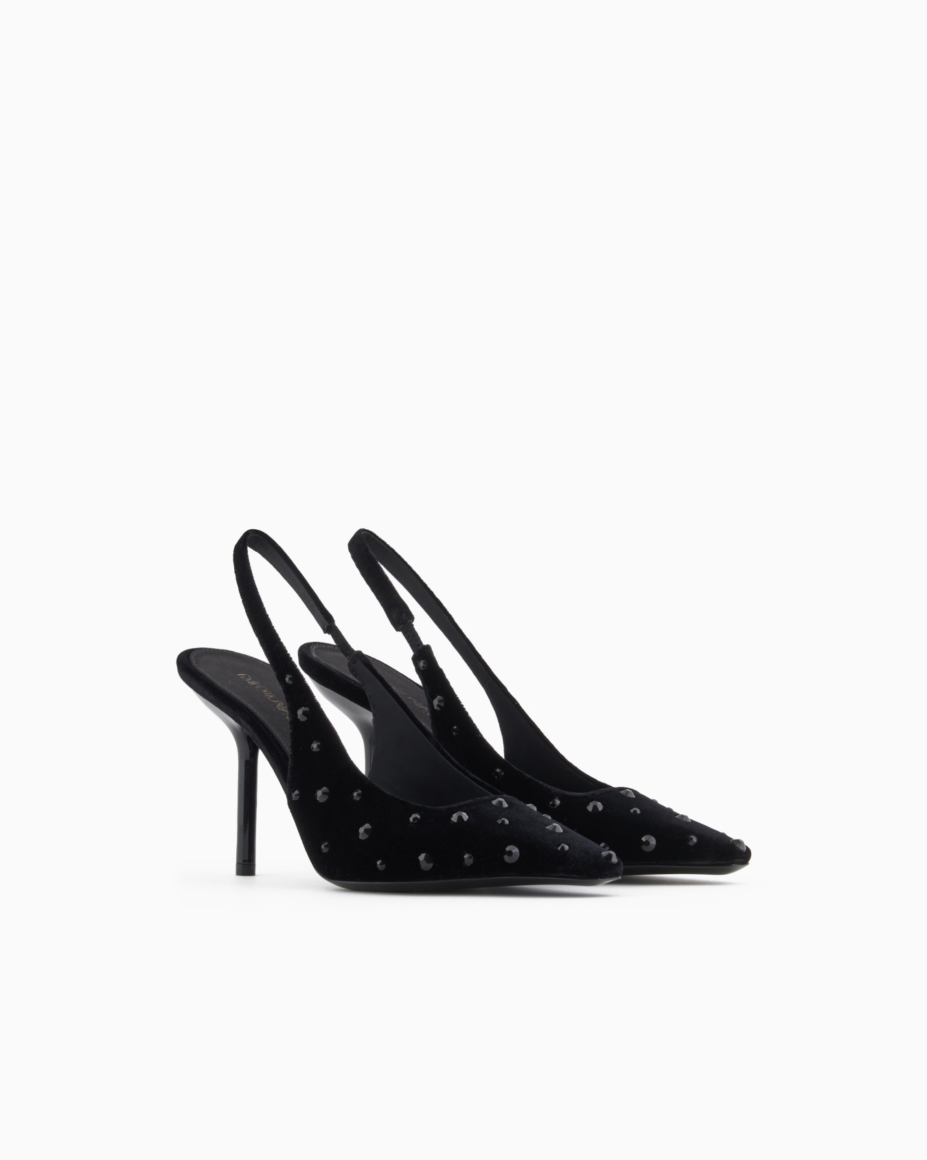Escarpins slingback en velours avec strass Diapositive 1