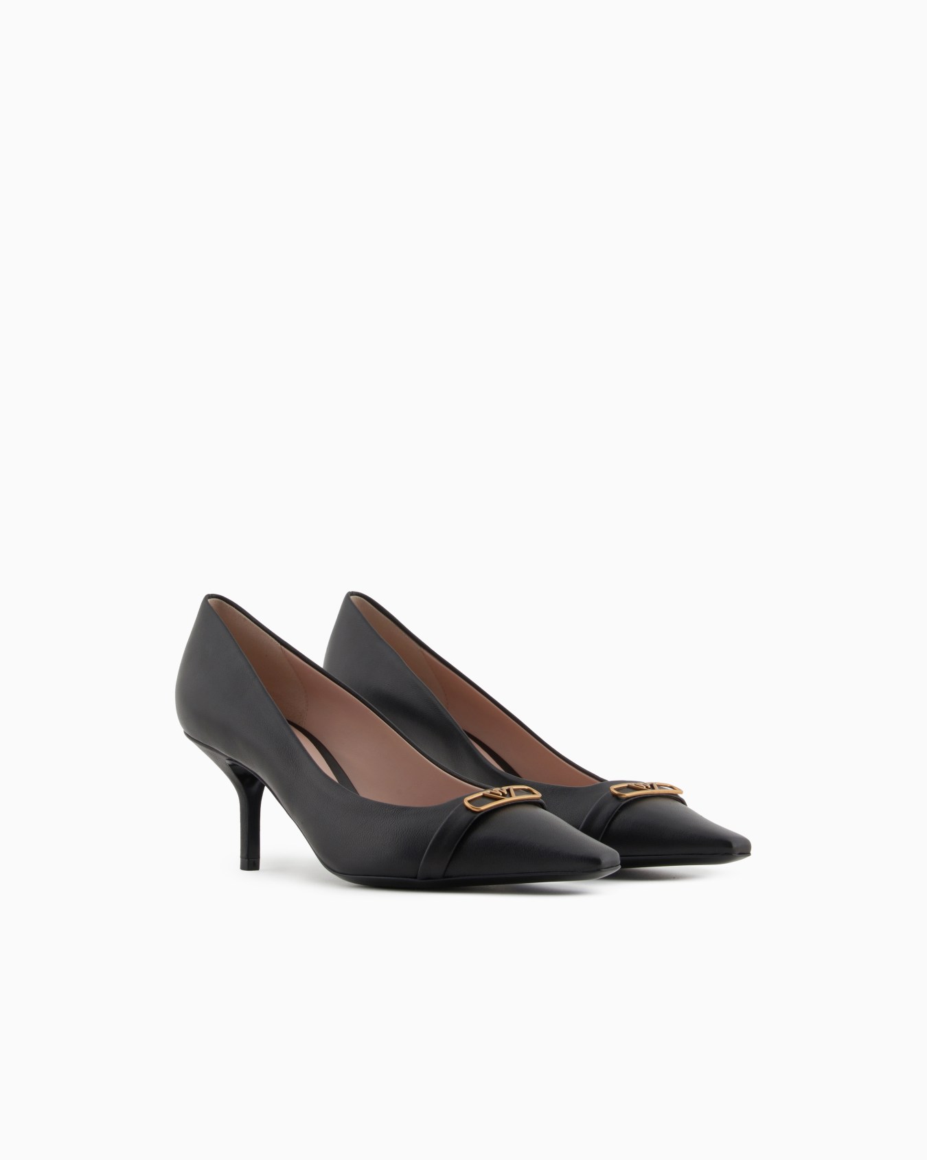 Nappa-leather court shoes with eagle plate Slide 1
