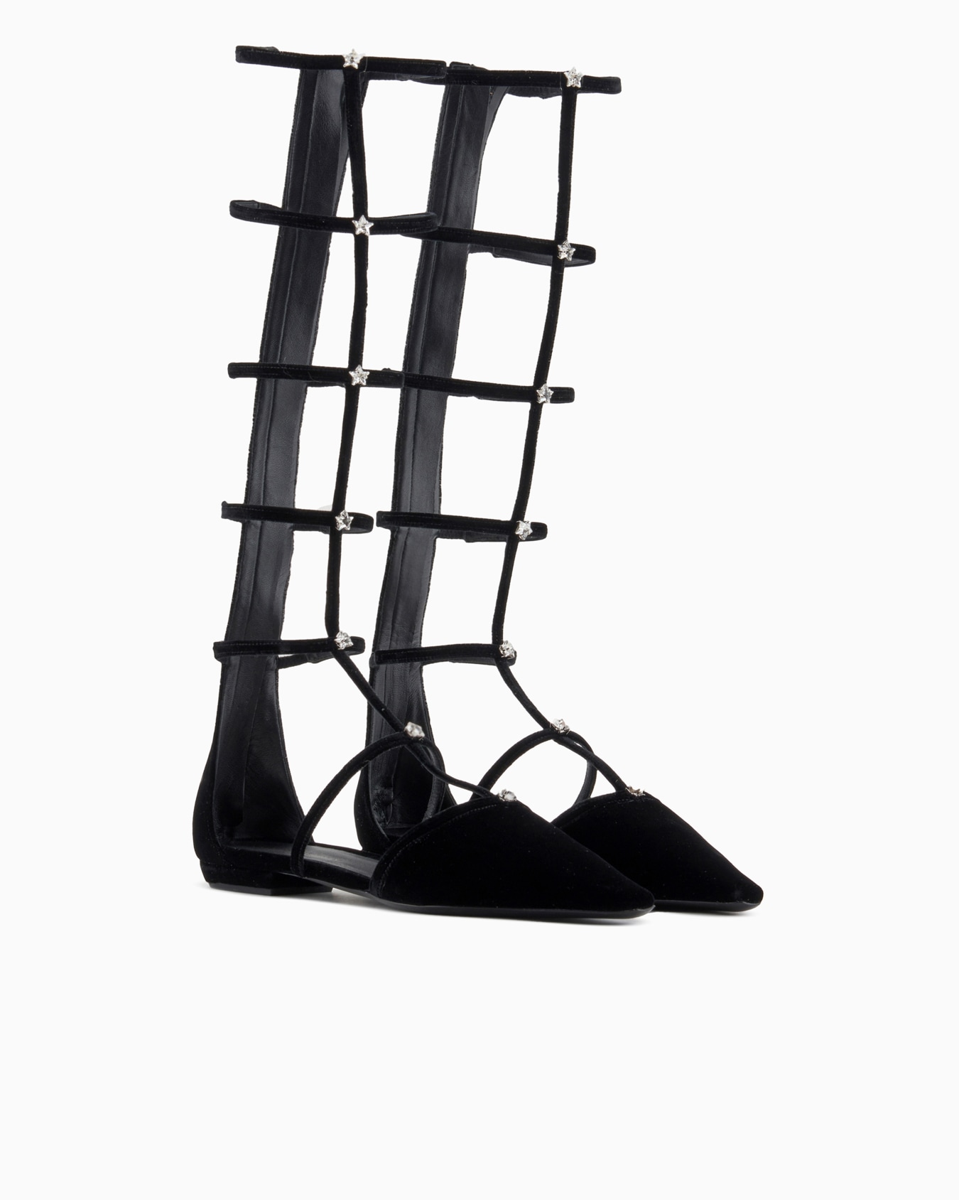 Pointed boots with velvet cage construction Slide 1
