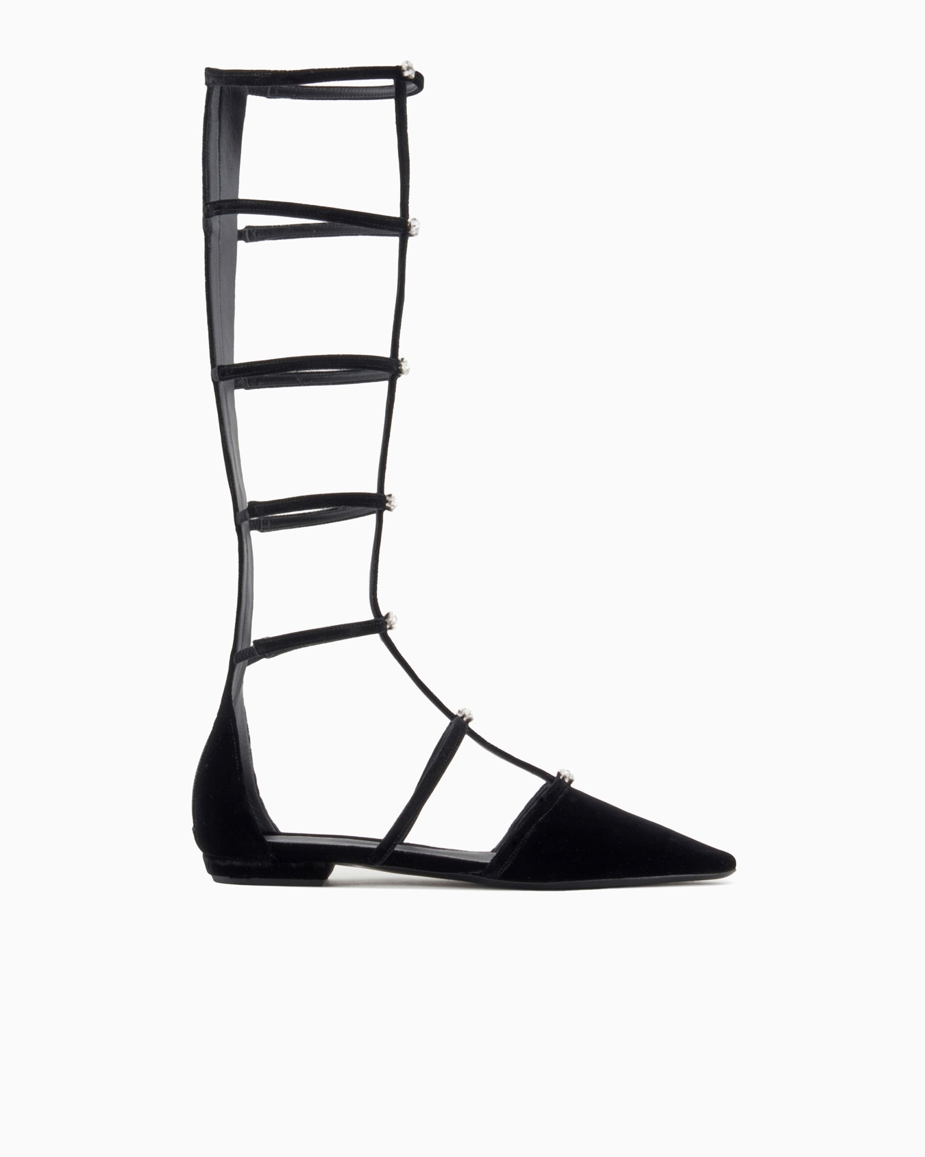 Pointed boots with velvet cage construction Slide 0