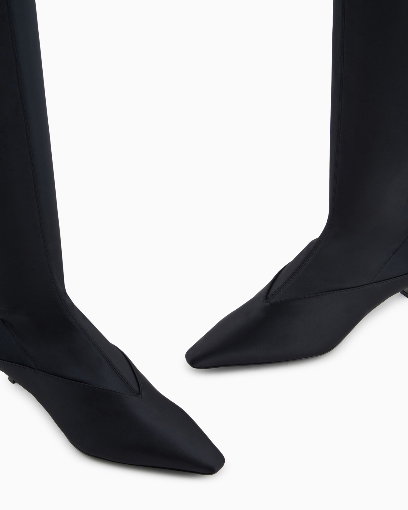 Stretch-satin thigh-high boots with a kitten heel Slide 3