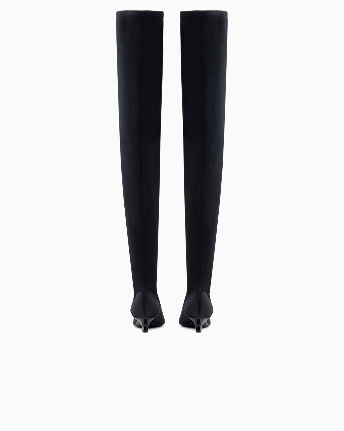 Stretch-satin thigh-high boots with a kitten heel Slide 2
