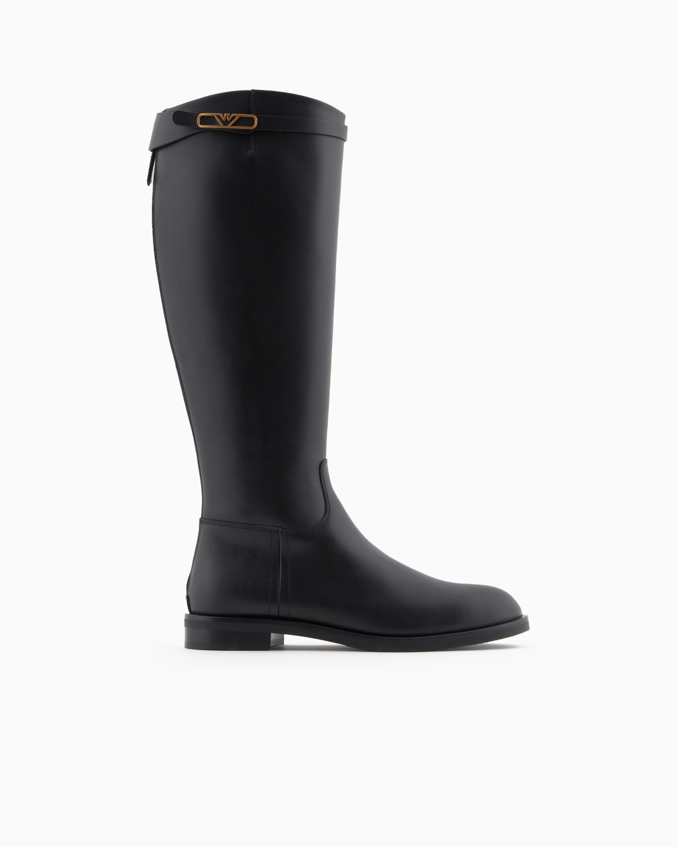 Leather boots with strap and eagle plate Slide 0