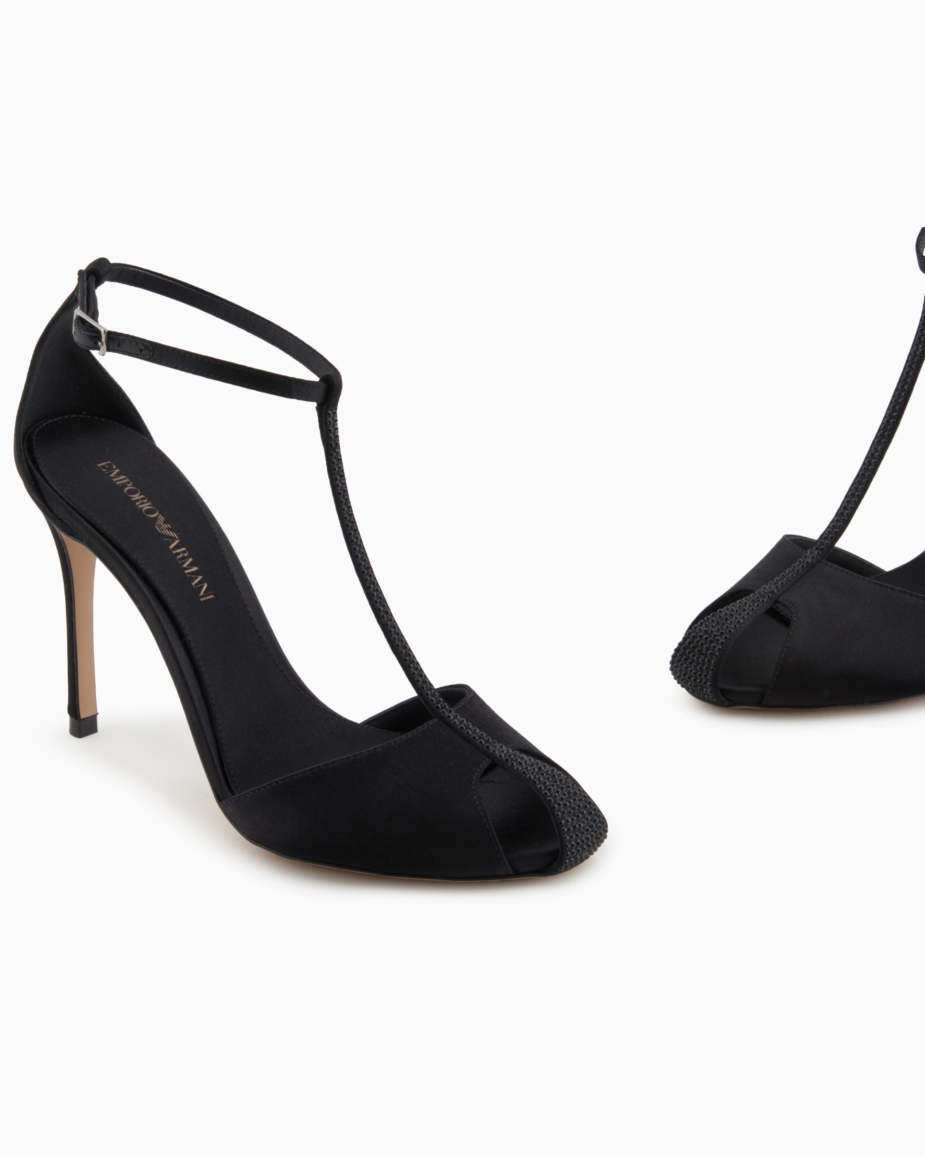 Satin T-bar sandals with rhinestones Slide 4