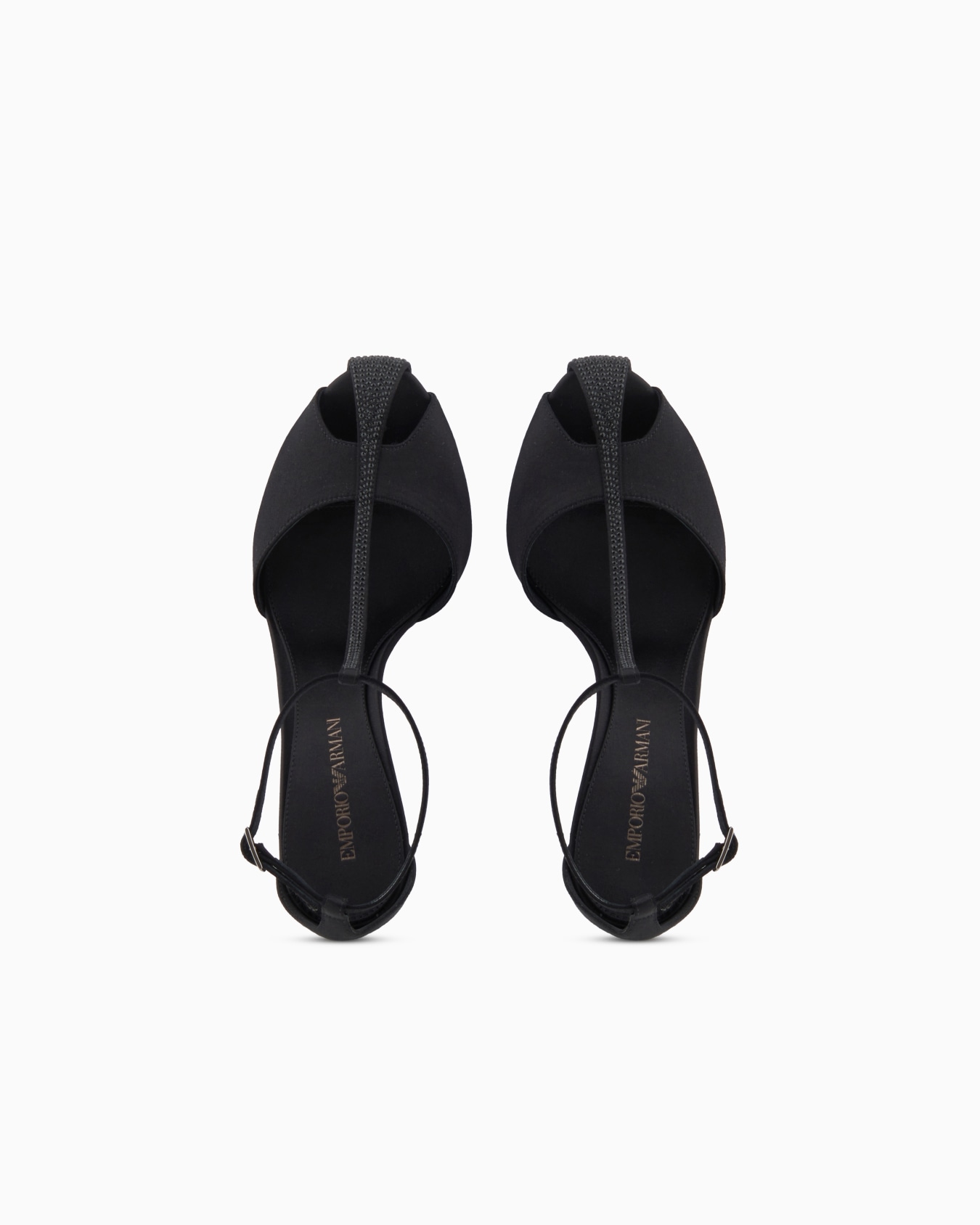 Satin T-bar sandals with rhinestones Slide 2