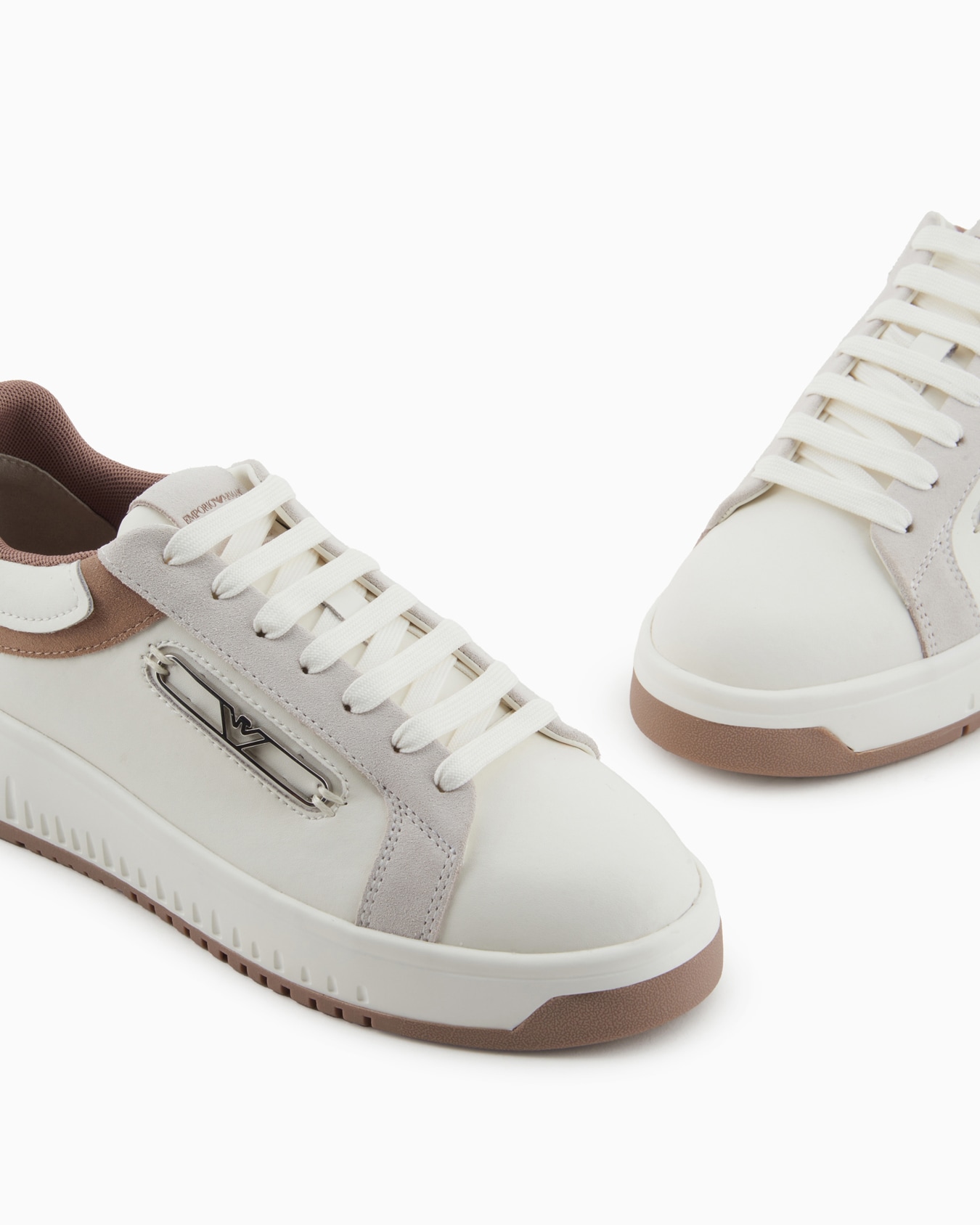 Leather sneakers with suede details and eagle plate Slide 4