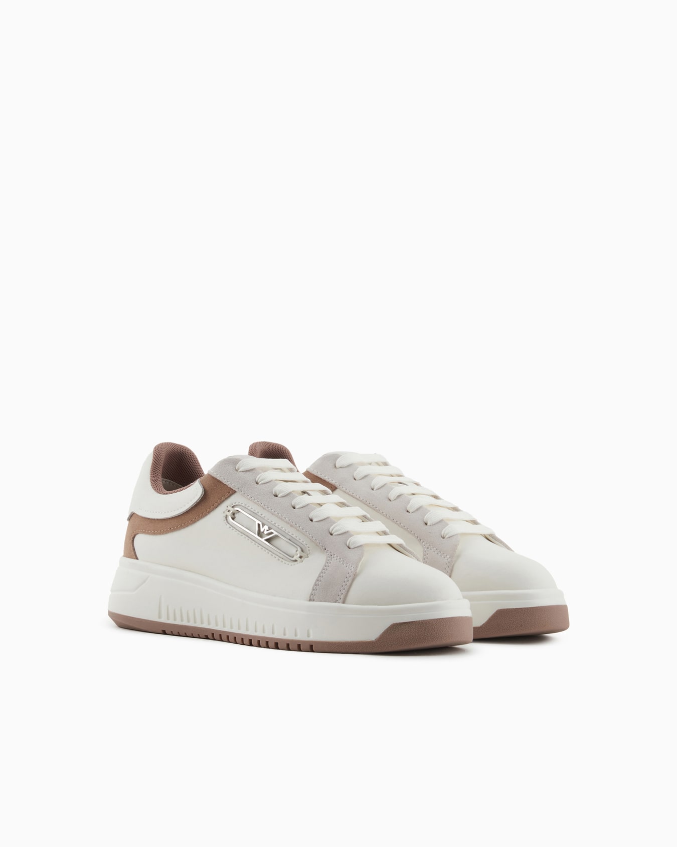 Leather sneakers with suede details and eagle plate Slide 1